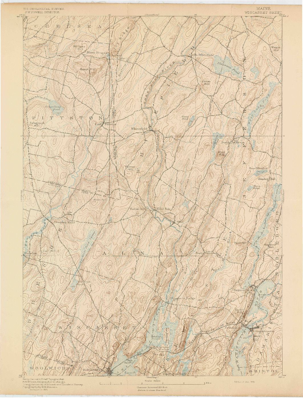 USGS 1:62500-SCALE QUADRANGLE FOR WISCASSET, ME 1893