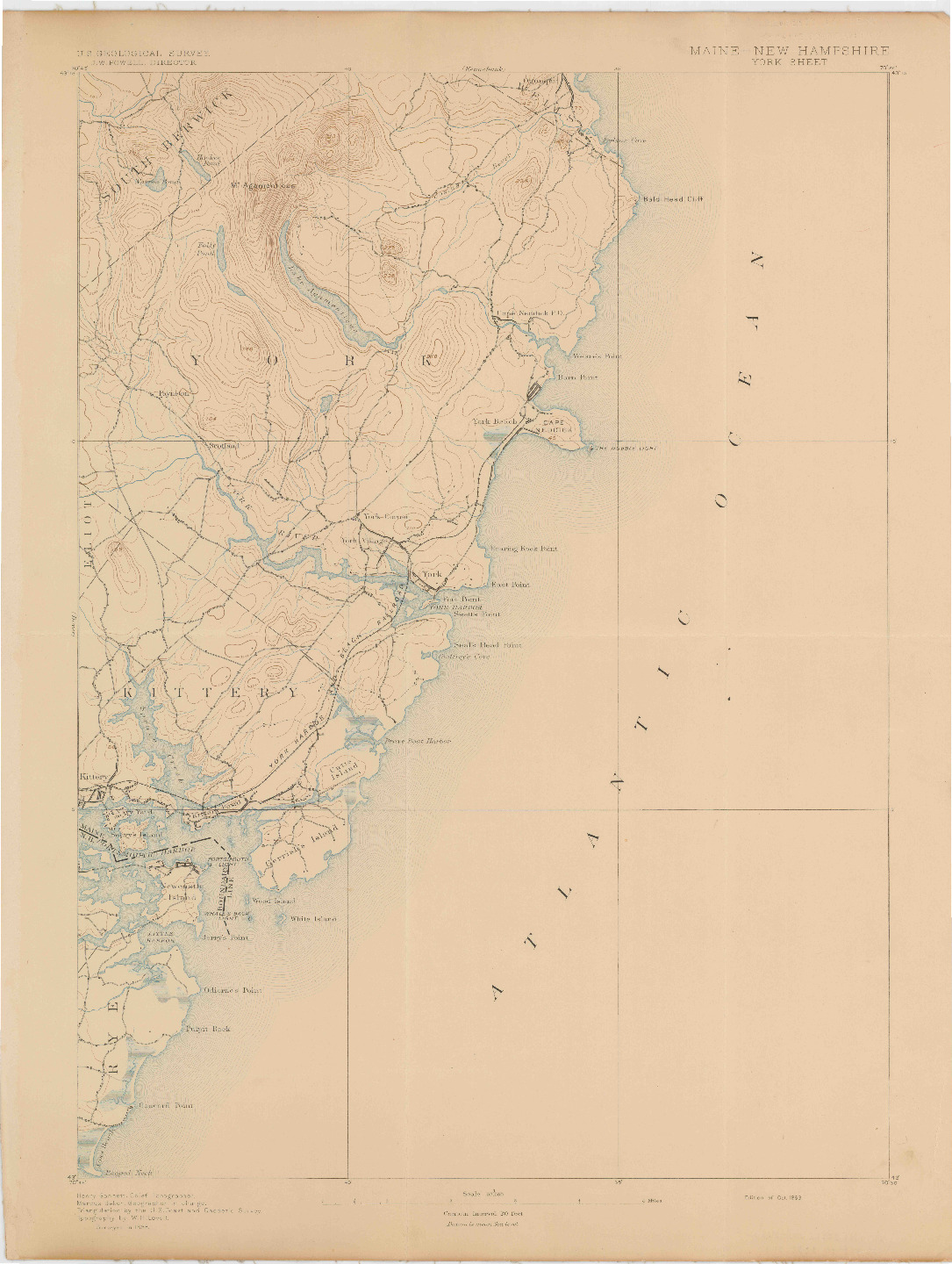 USGS 1:62500-SCALE QUADRANGLE FOR YORK, ME 1893