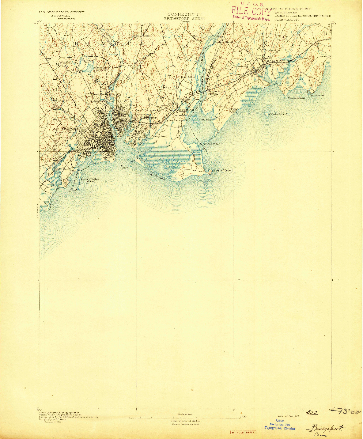USGS 1:62500-SCALE QUADRANGLE FOR BRIDGEPORT, CT 1893