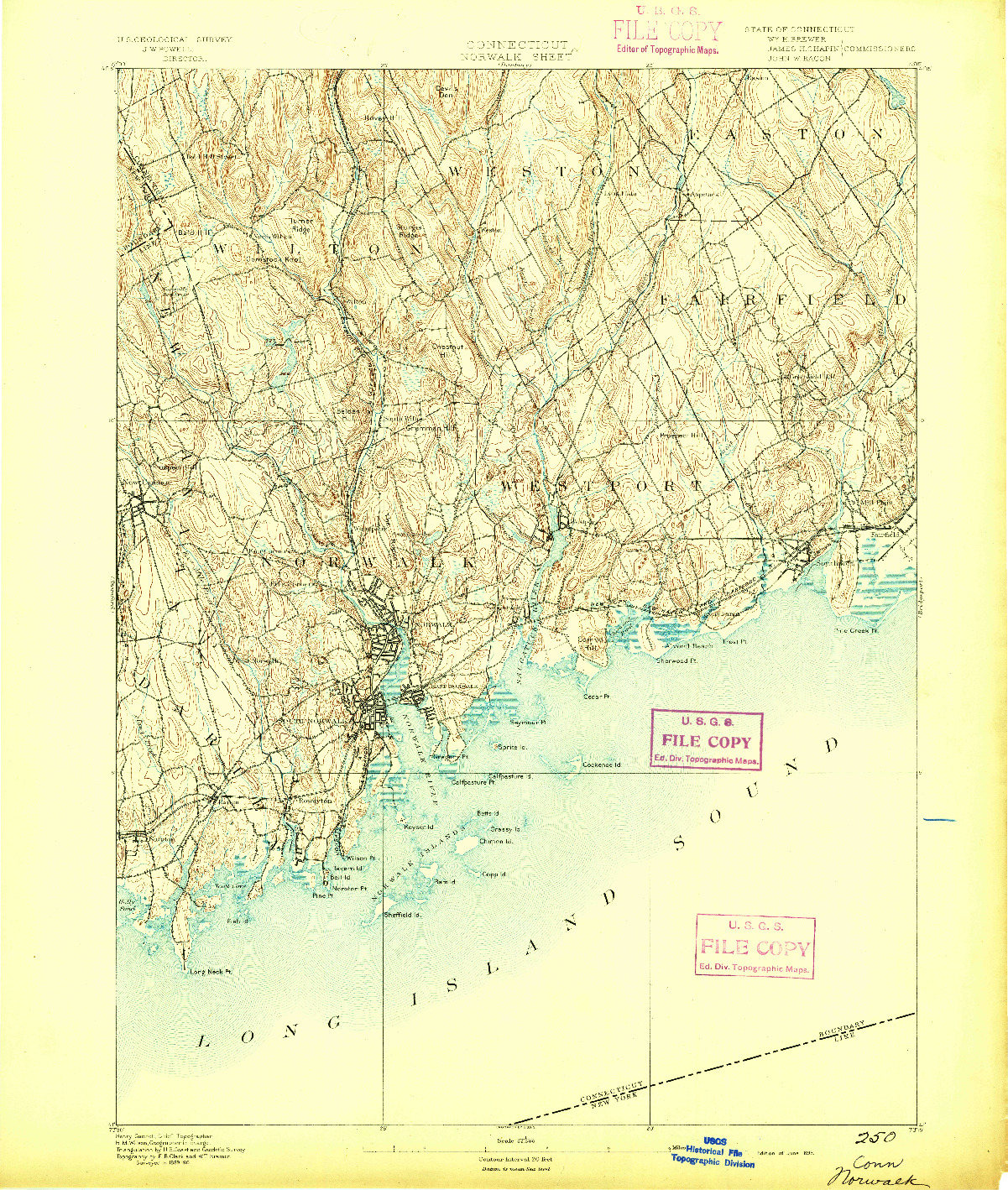 USGS 1:62500-SCALE QUADRANGLE FOR NORWALK, CT 1893