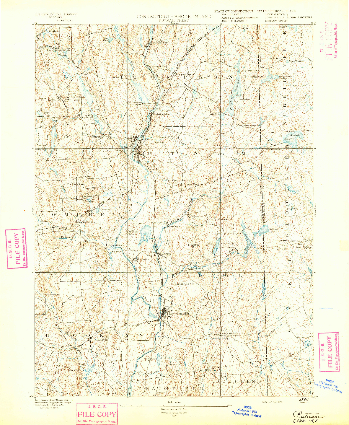 USGS 1:62500-SCALE QUADRANGLE FOR PUTNAM, CT 1893