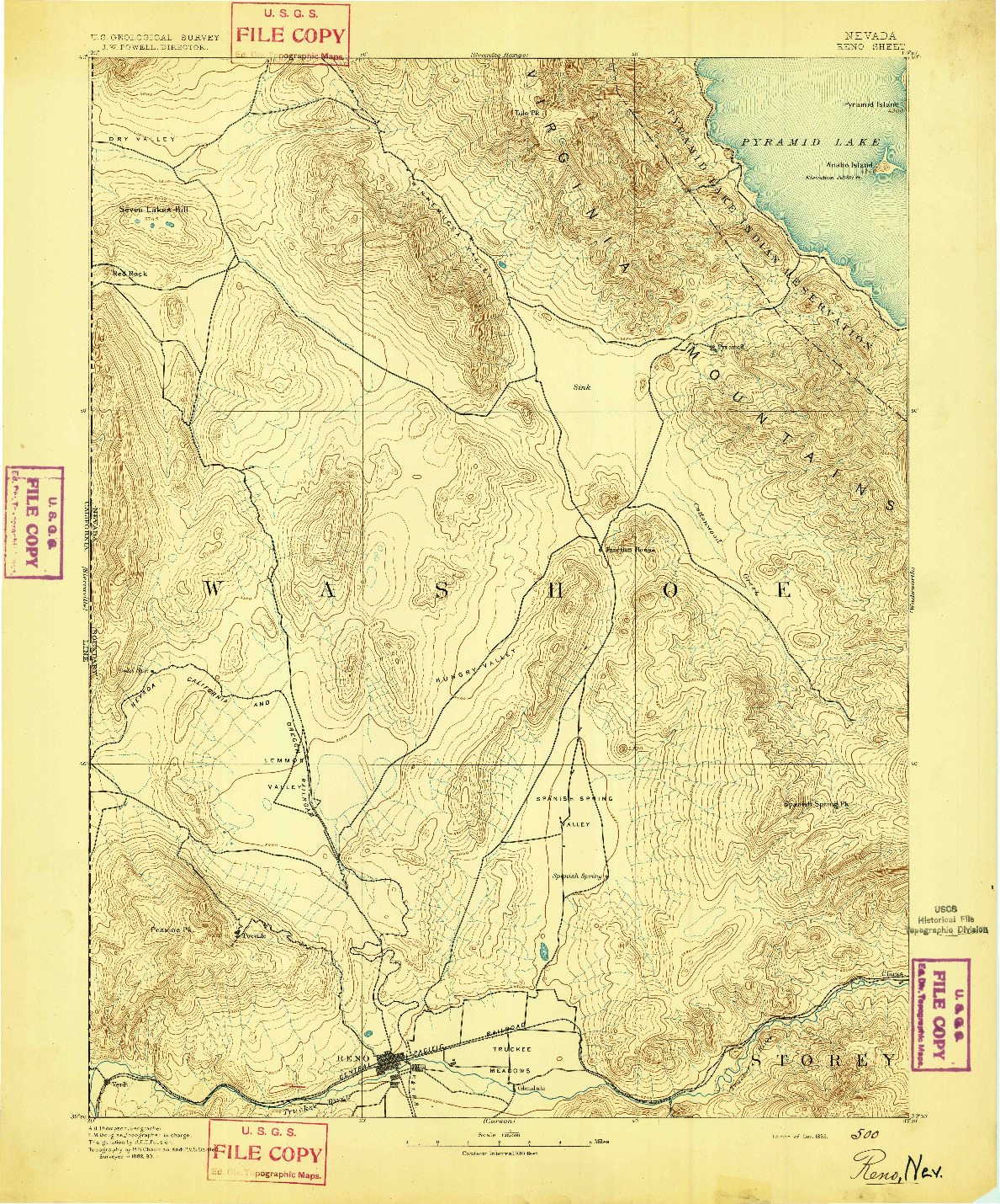 USGS 1:125000-SCALE QUADRANGLE FOR RENO, NV 1893