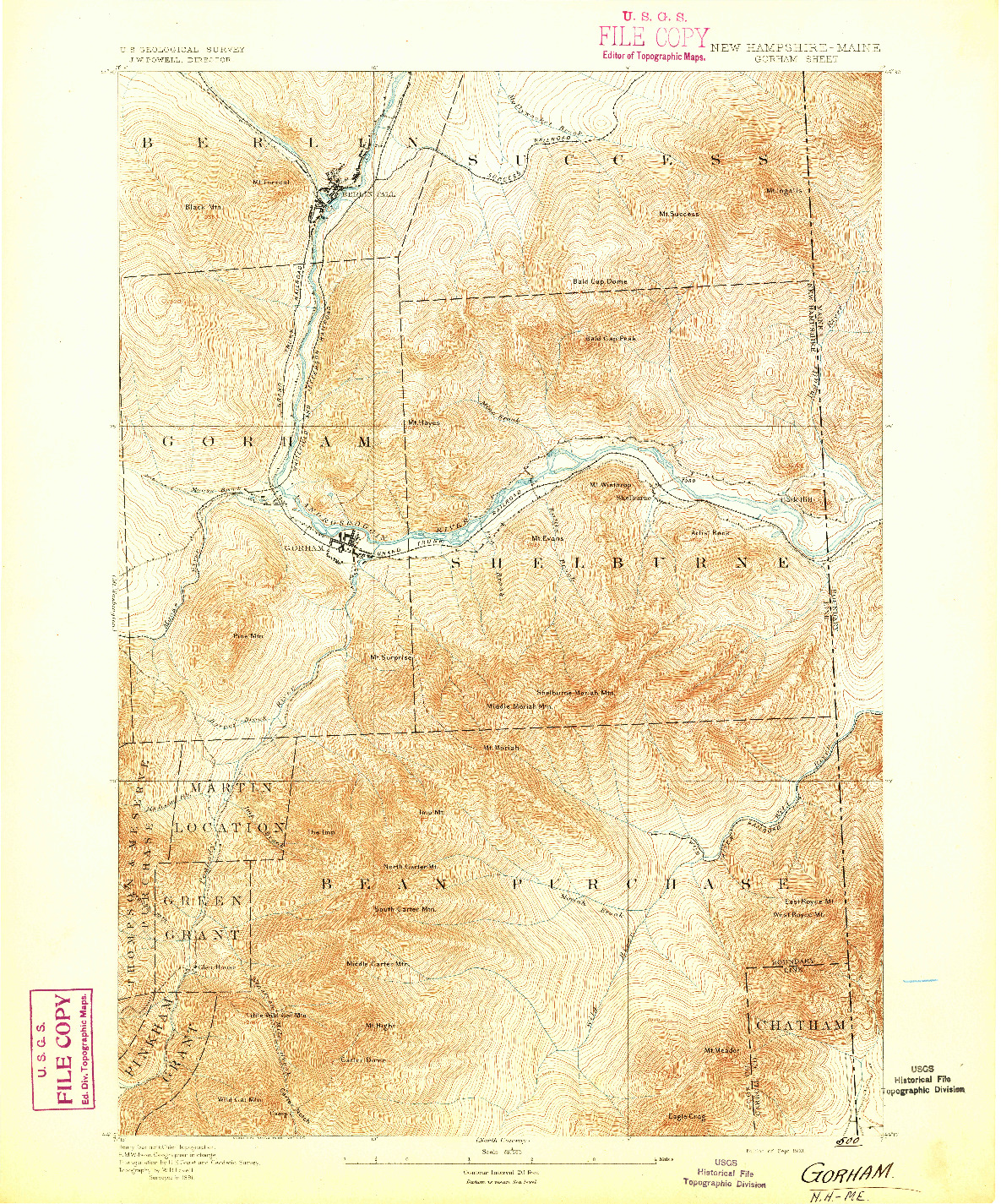 USGS 1:62500-SCALE QUADRANGLE FOR GORHAM, NH 1893