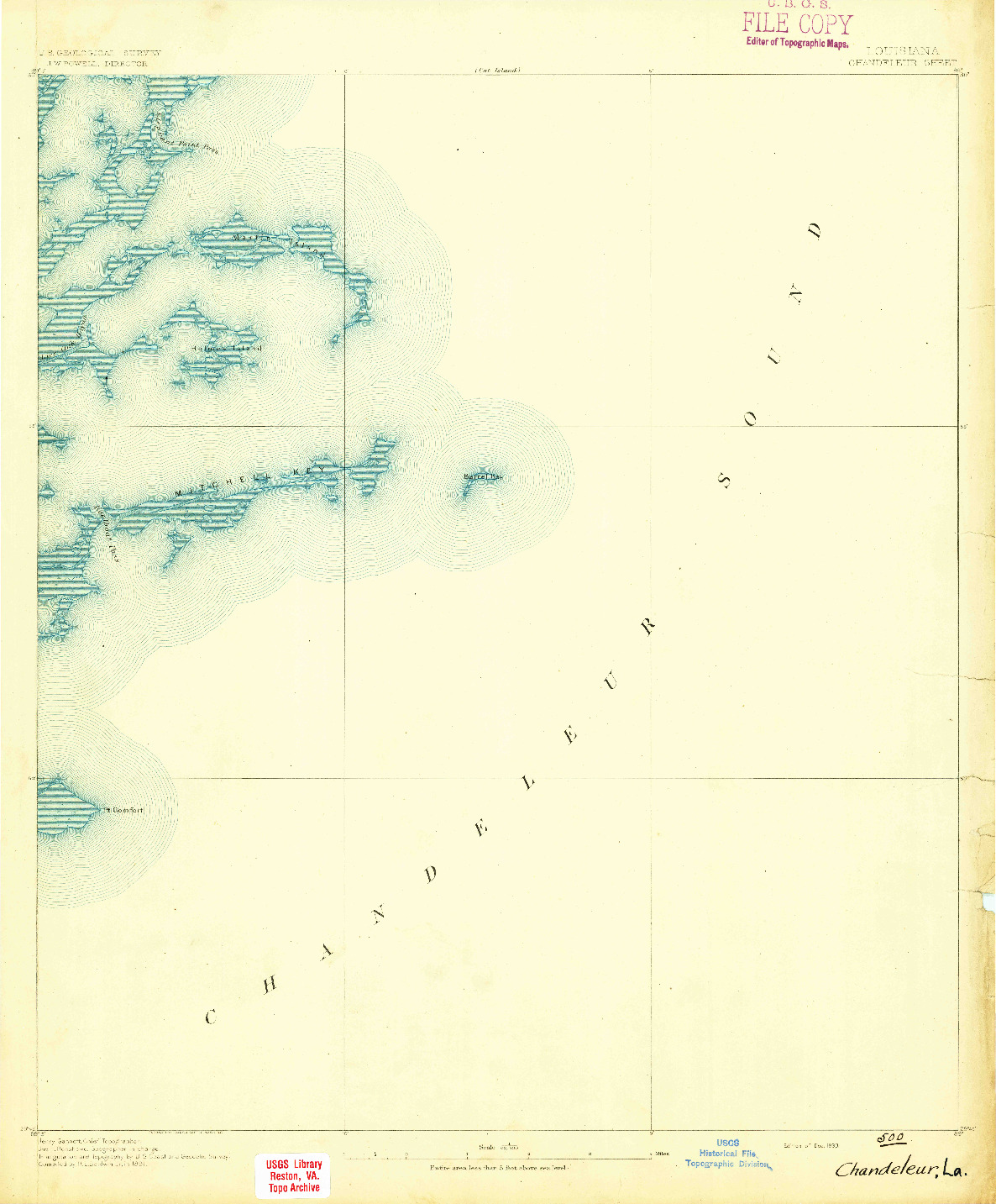USGS 1:62500-SCALE QUADRANGLE FOR CHANDELEUR, LA 1893