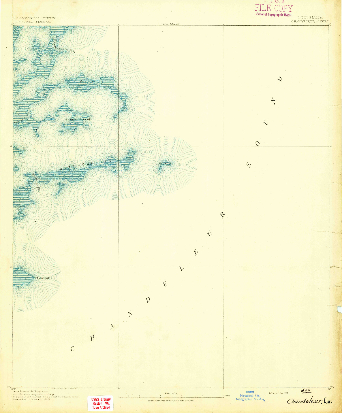USGS 1:62500-SCALE QUADRANGLE FOR CHANDELEUR, LA 1893