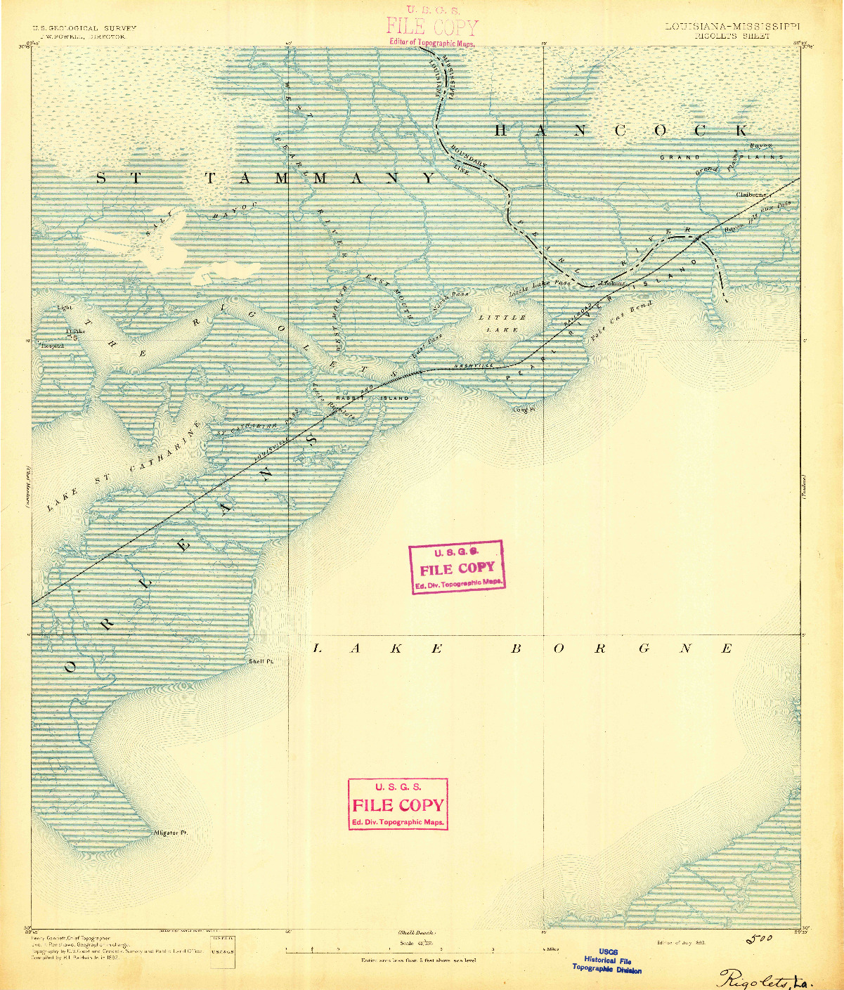 USGS 1:62500-SCALE QUADRANGLE FOR RIGOLETS, LA 1893