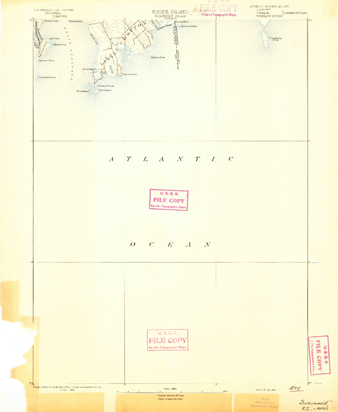 USGS 1:62500-SCALE QUADRANGLE FOR SAKONNET, RI 1893