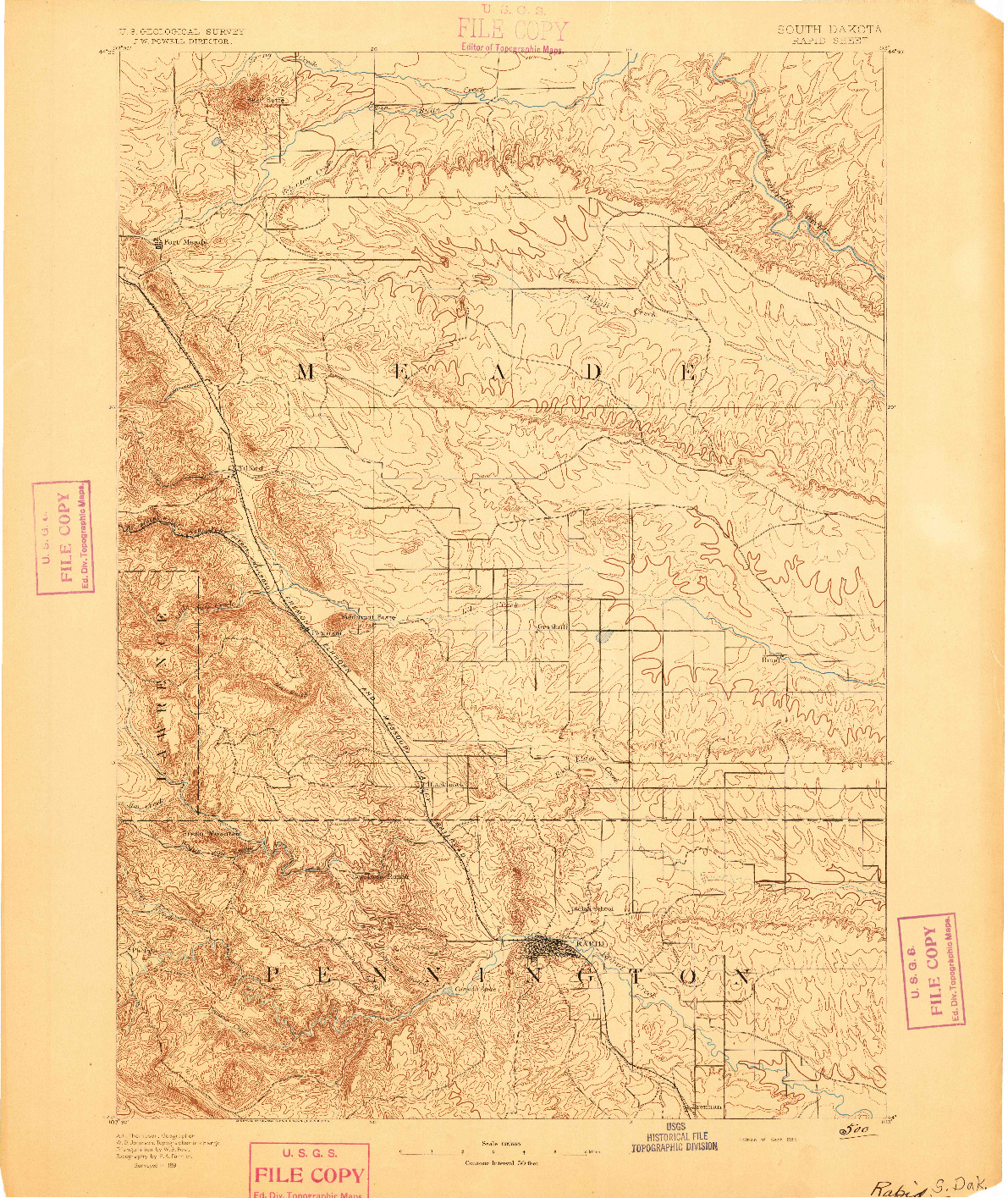 USGS 1:125000-SCALE QUADRANGLE FOR RAPID, SD 1893