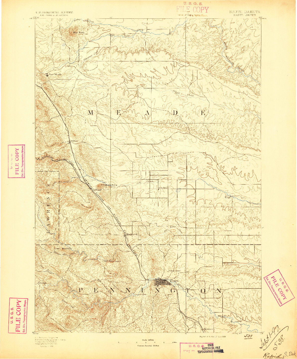 USGS 1:125000-SCALE QUADRANGLE FOR RAPID, SD 1893