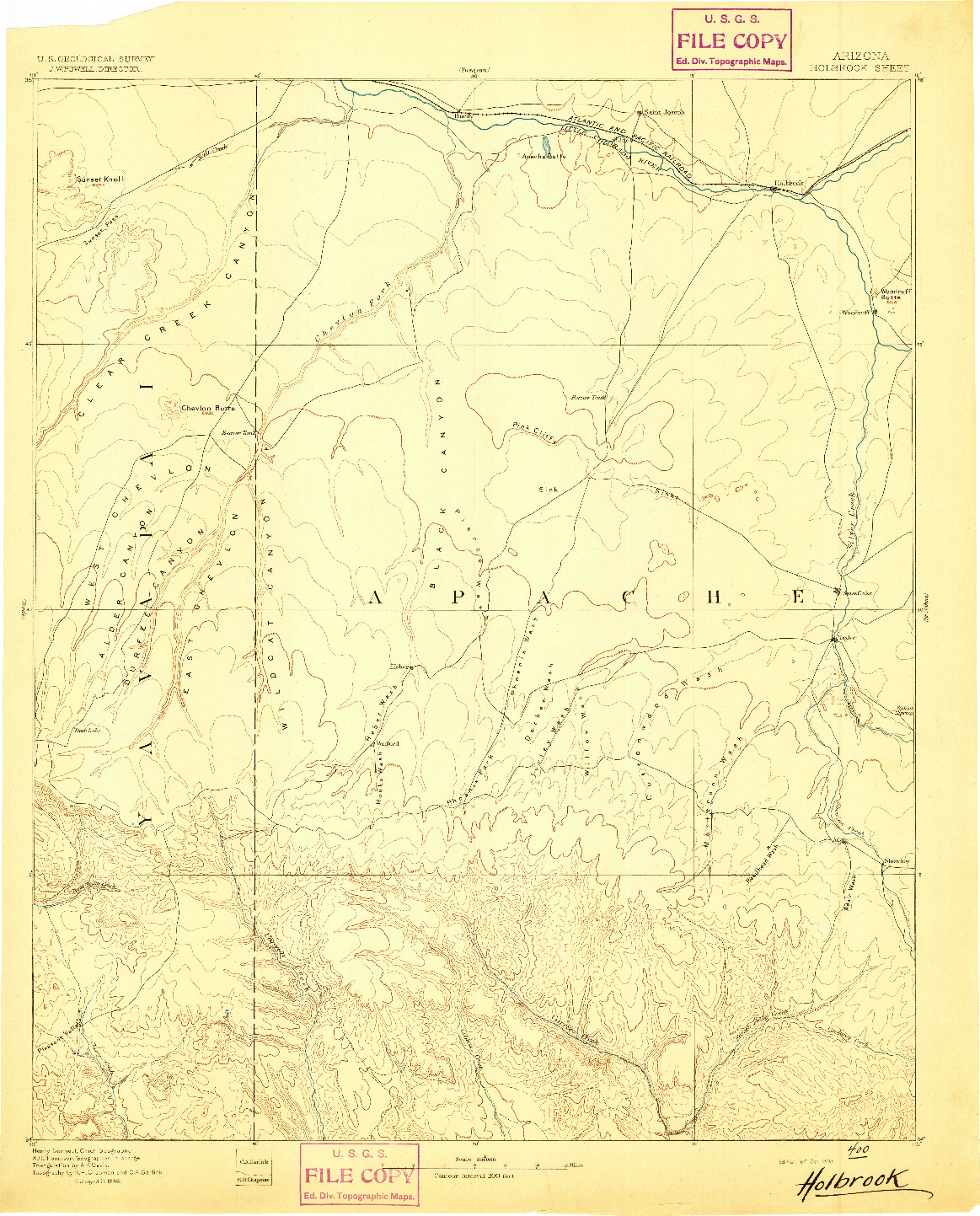 USGS 1:250000-SCALE QUADRANGLE FOR HOLBROOK, AZ 1893