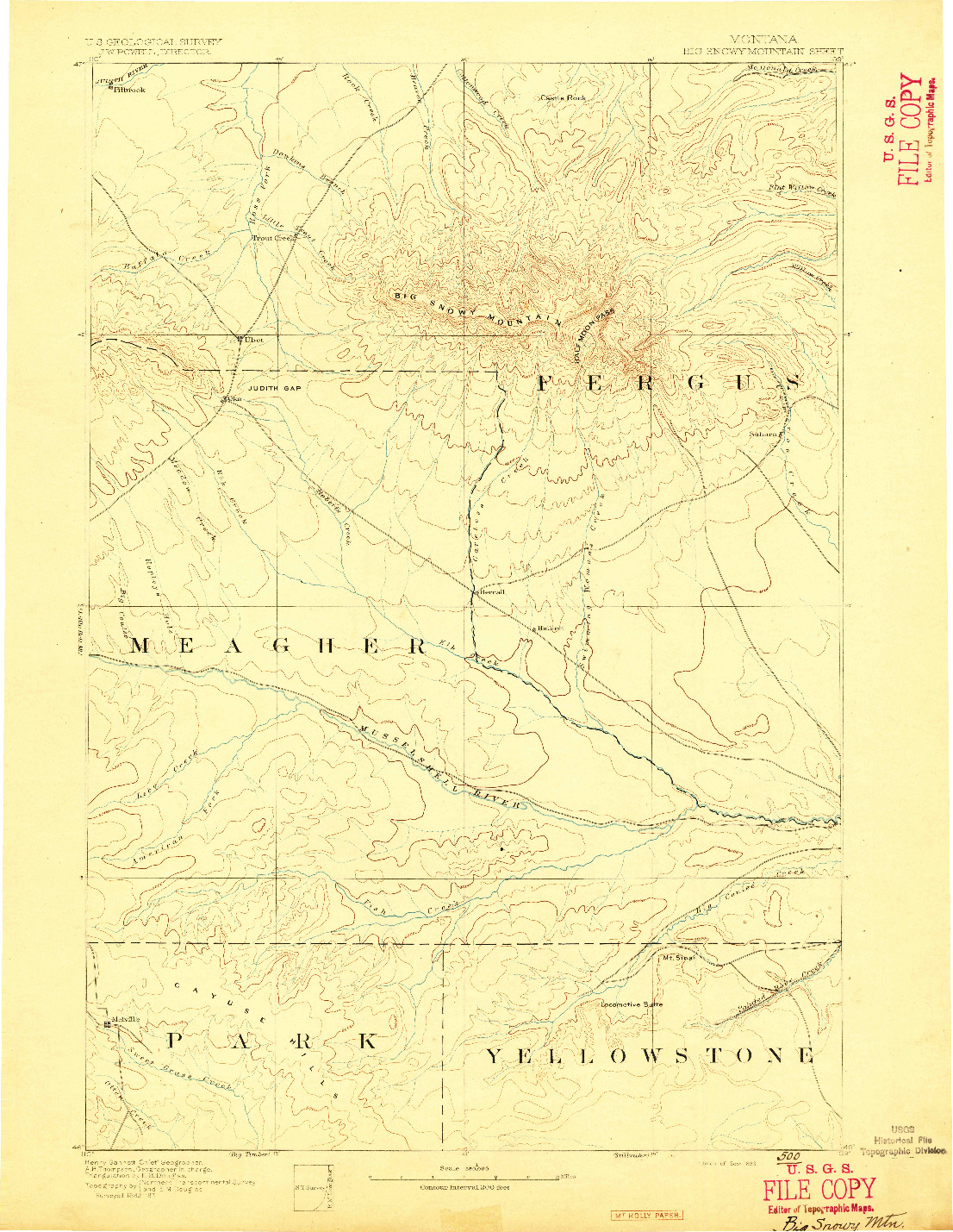 USGS 1:250000-SCALE QUADRANGLE FOR BIG SNOWY MOUNTAIN, MT 1893