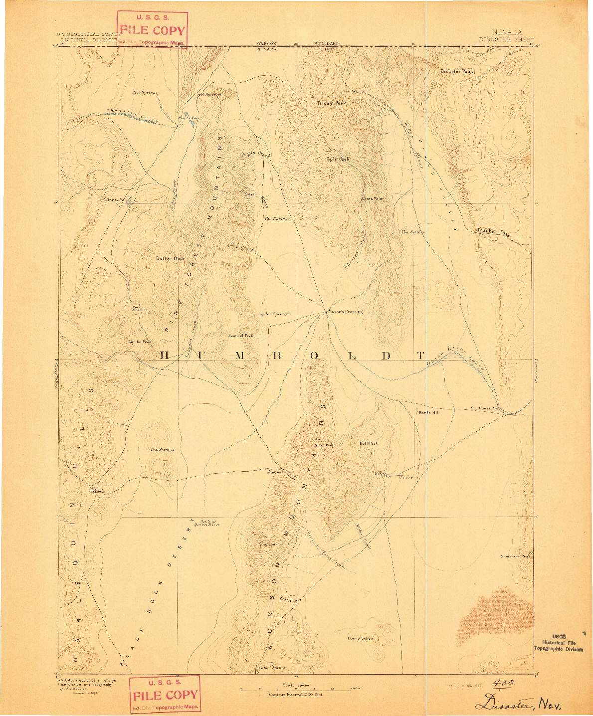 USGS 1:250000-SCALE QUADRANGLE FOR DISASTER, NV 1893