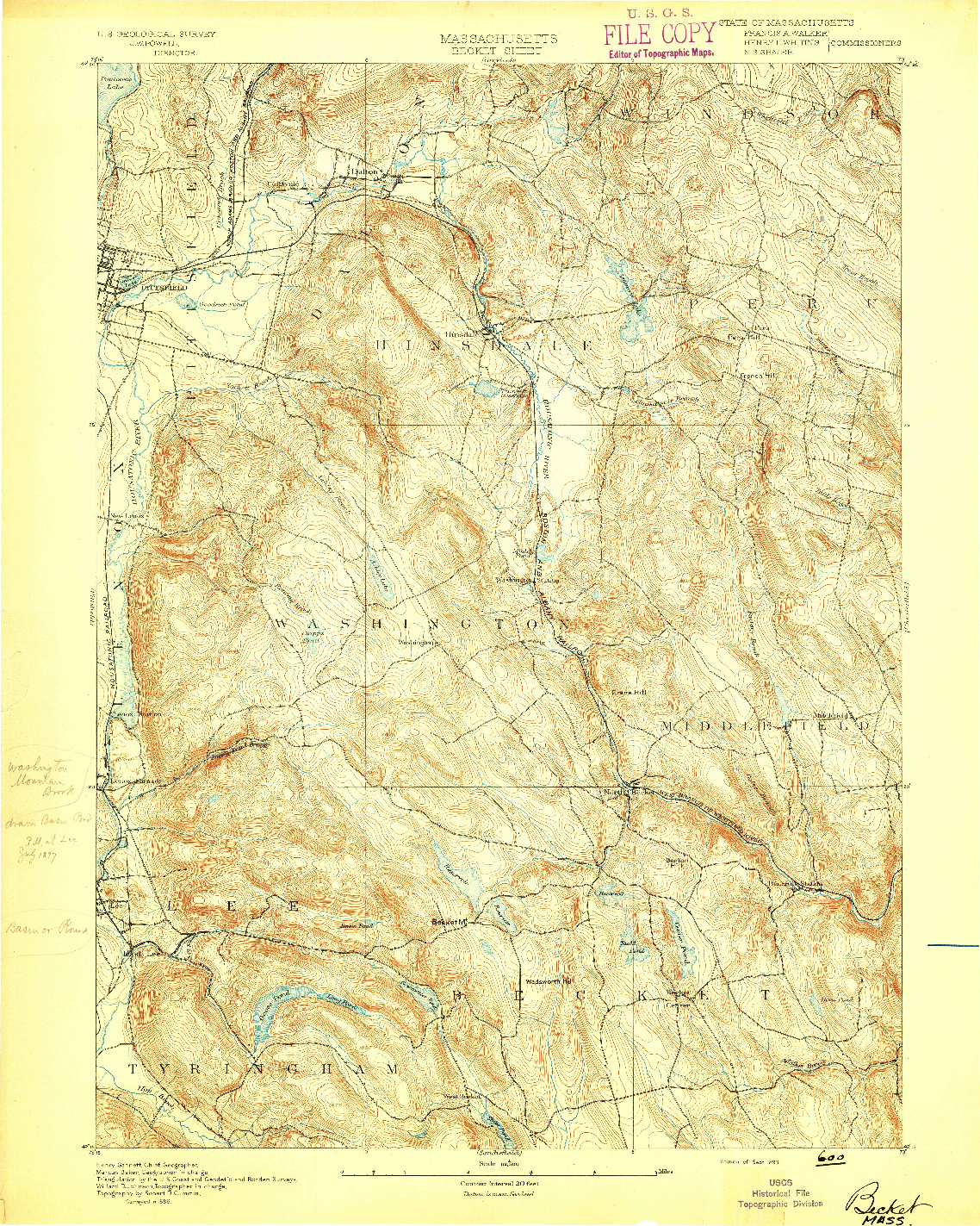 USGS 1:62500-SCALE QUADRANGLE FOR BECKET, MA 1893