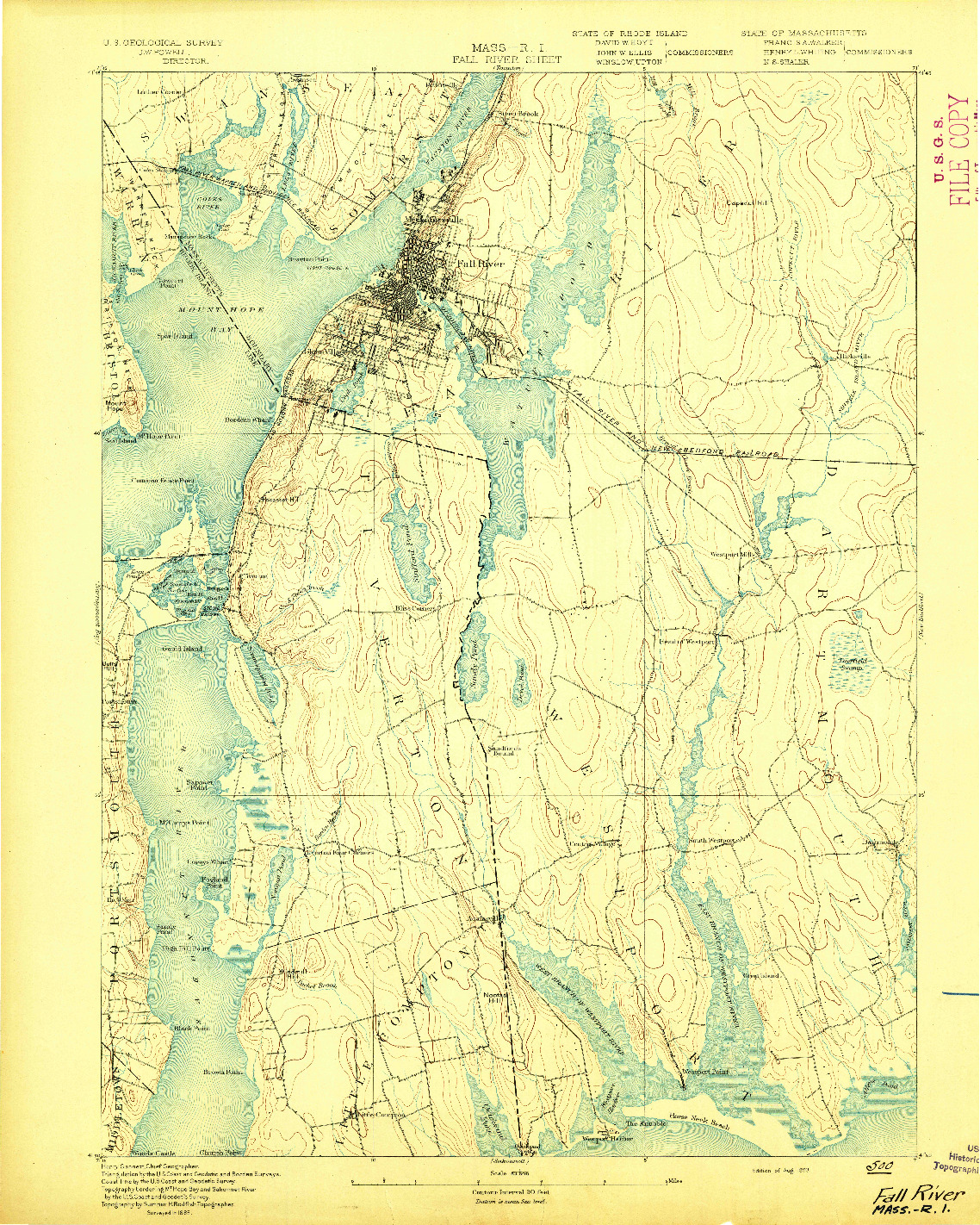 USGS 1:62500-SCALE QUADRANGLE FOR FALL RIVER, MA 1893