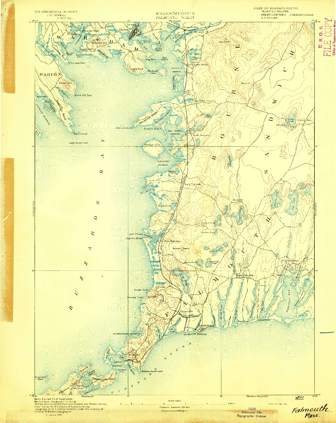 USGS 1:62500-SCALE QUADRANGLE FOR FALMOUTH, MA 1893