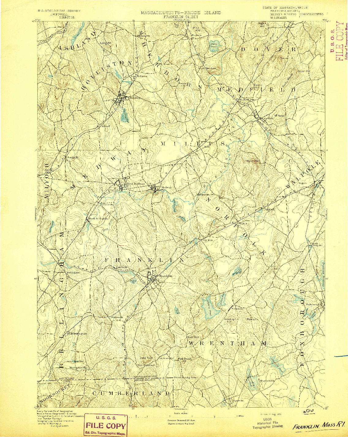 USGS 1:62500-SCALE QUADRANGLE FOR FRANKLIN, MA 1893