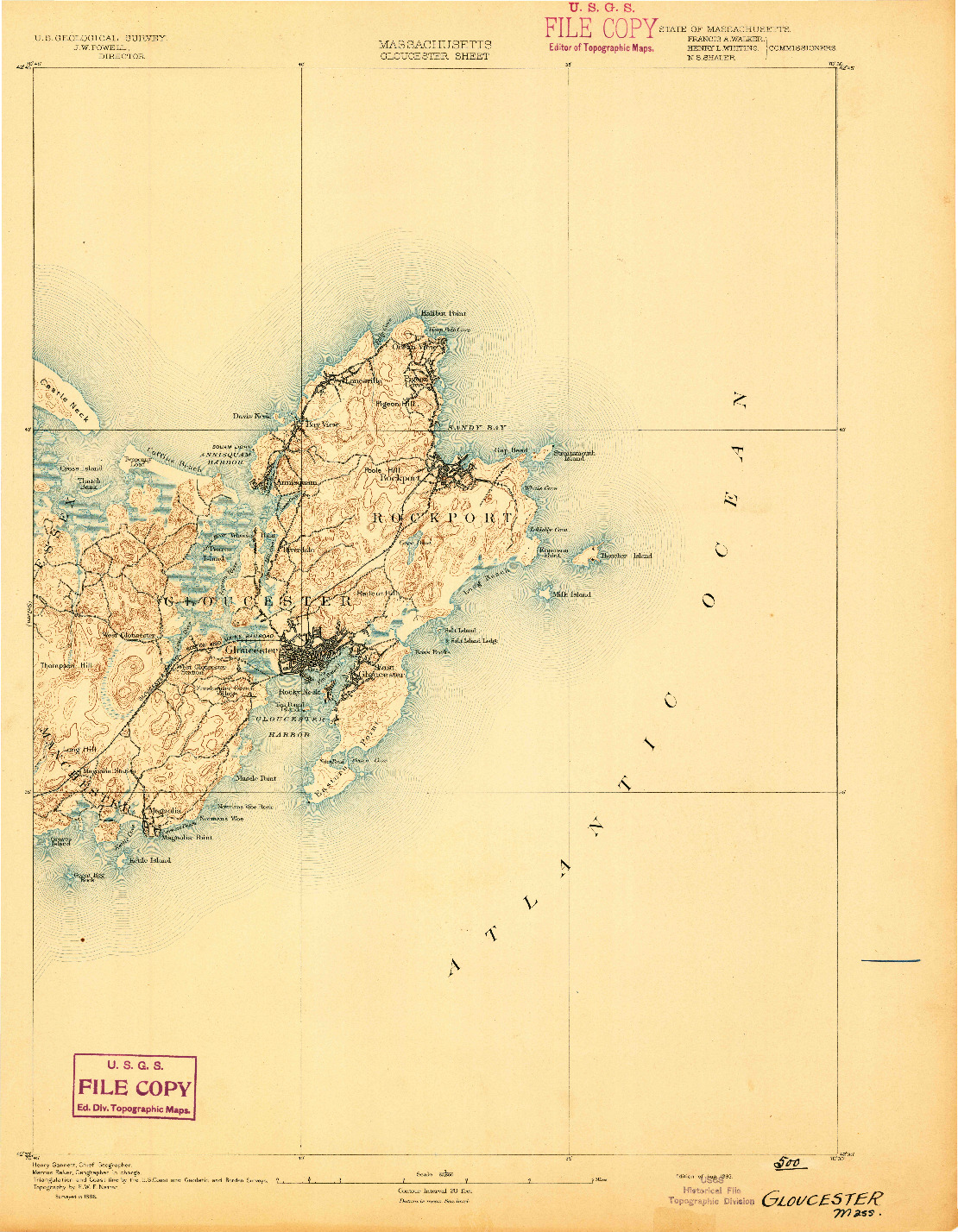 USGS 1:62500-SCALE QUADRANGLE FOR GLOUCESTER, MA 1893