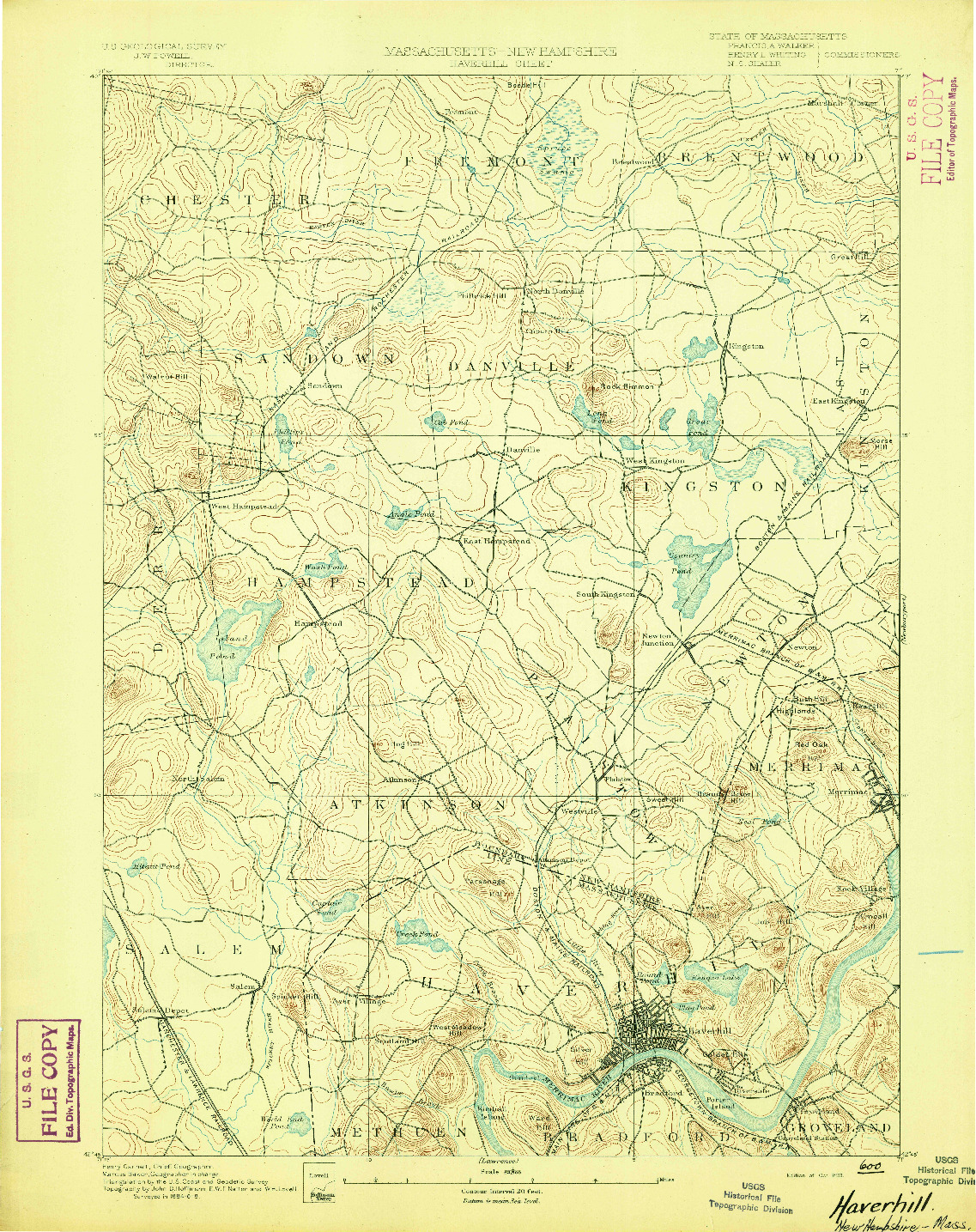 USGS 1:62500-SCALE QUADRANGLE FOR HAVERHILL, MA 1893