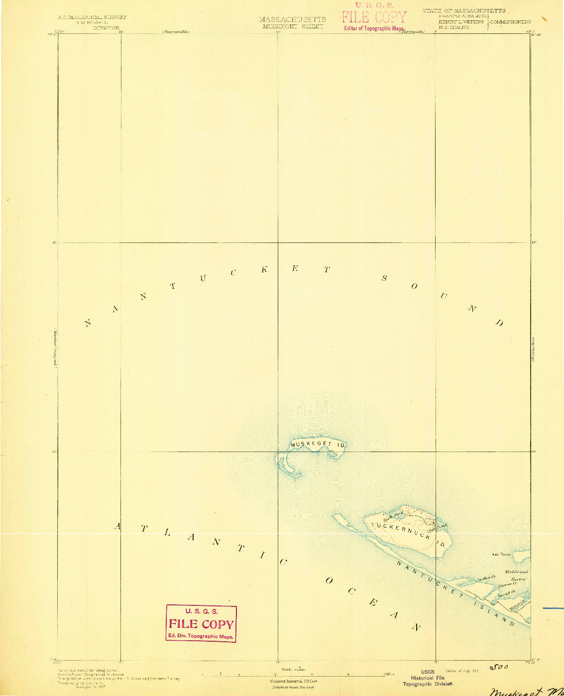 USGS 1:62500-SCALE QUADRANGLE FOR MUSKEGET, MA 1893
