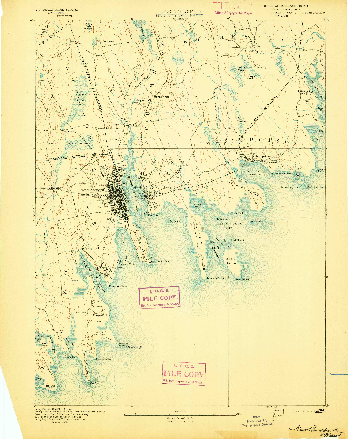 USGS 1:62500-SCALE QUADRANGLE FOR NEW BEDFORD, MA 1893