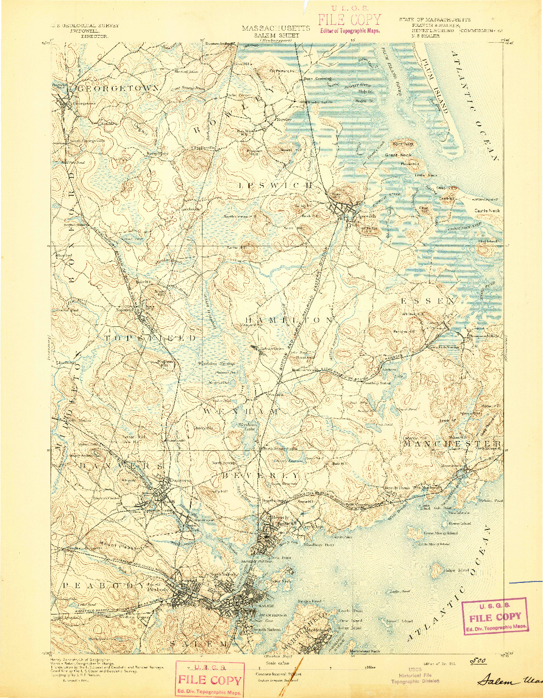 USGS 1:62500-SCALE QUADRANGLE FOR SALEM, MA 1893