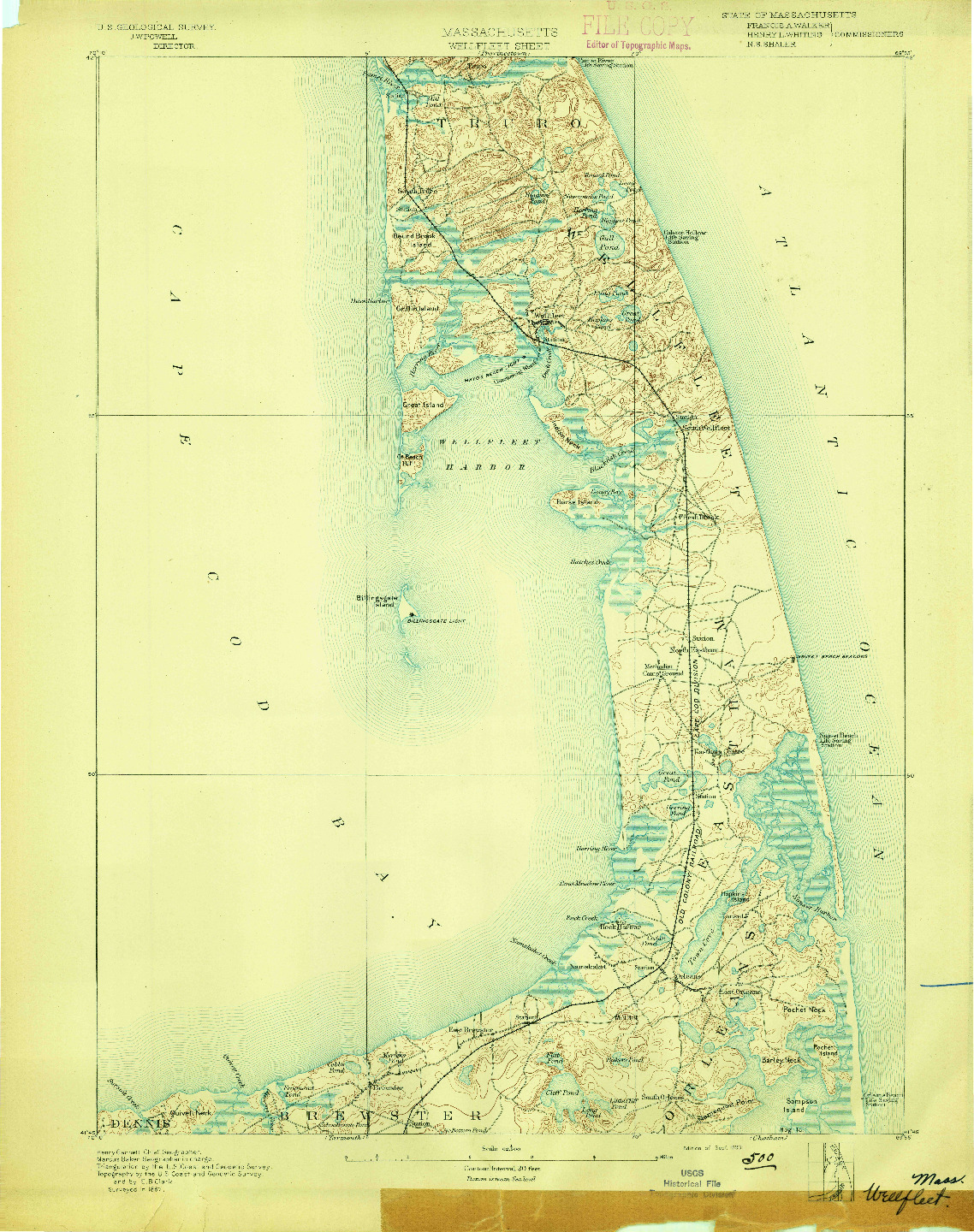 USGS 1:62500-SCALE QUADRANGLE FOR WELLFLEET, MA 1893