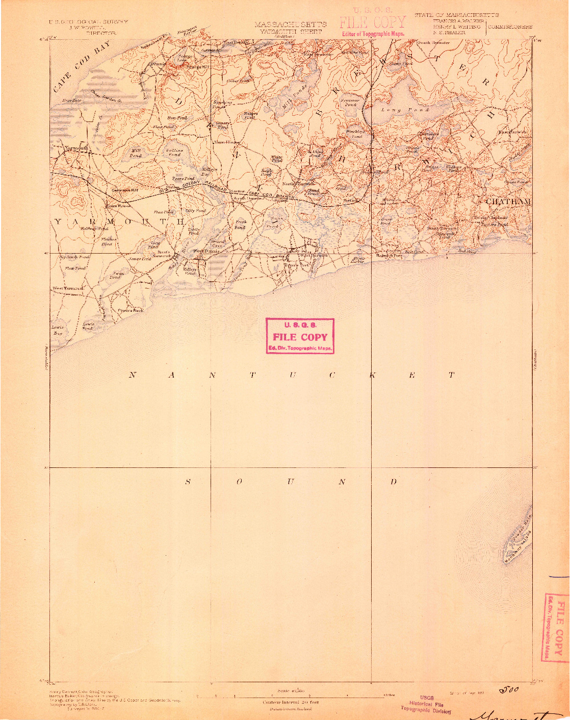 USGS 1:62500-SCALE QUADRANGLE FOR YARMOUTH, MA 1893