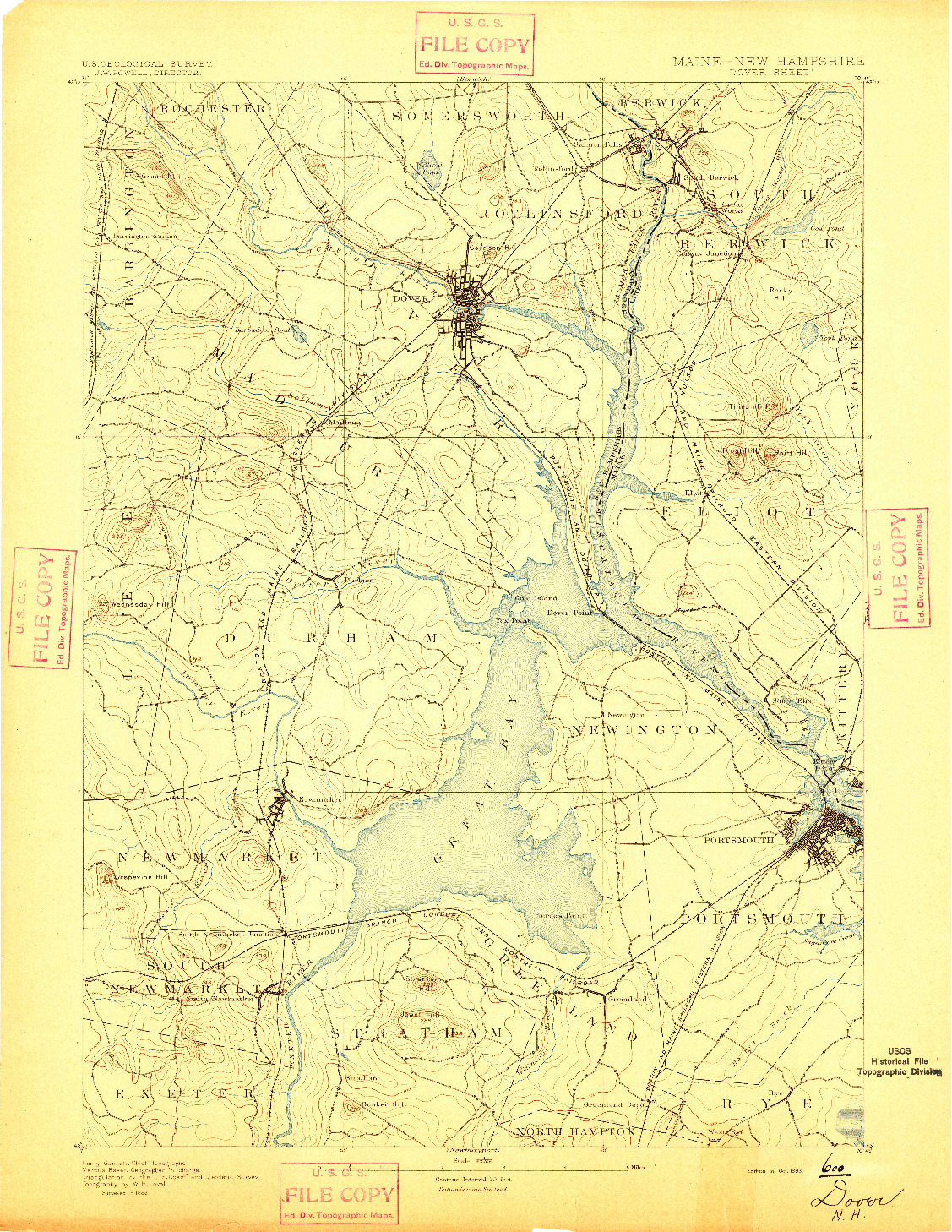 USGS 1:62500-SCALE QUADRANGLE FOR DOVER, ME 1893