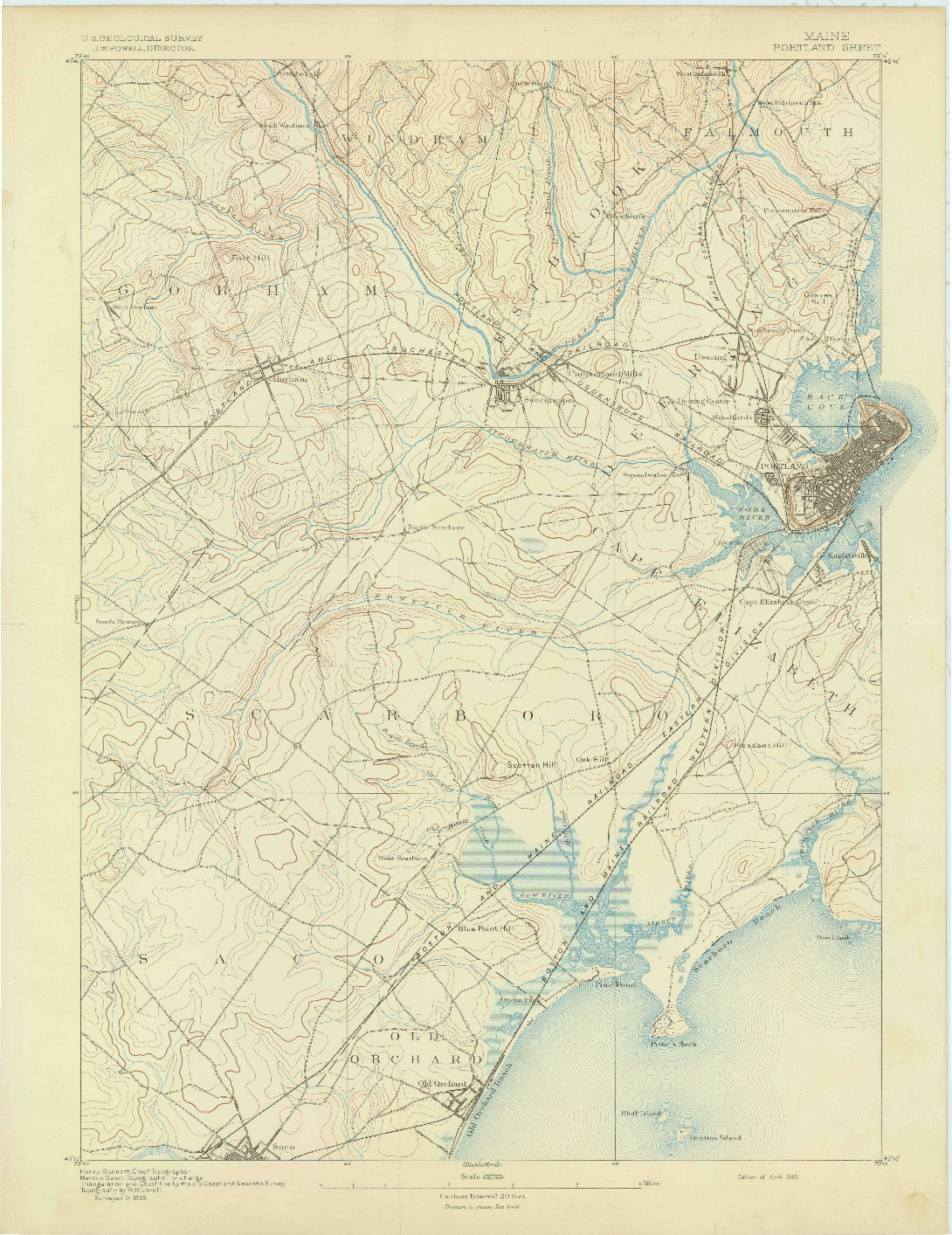 USGS 1:62500-SCALE QUADRANGLE FOR PORTLAND, ME 1893