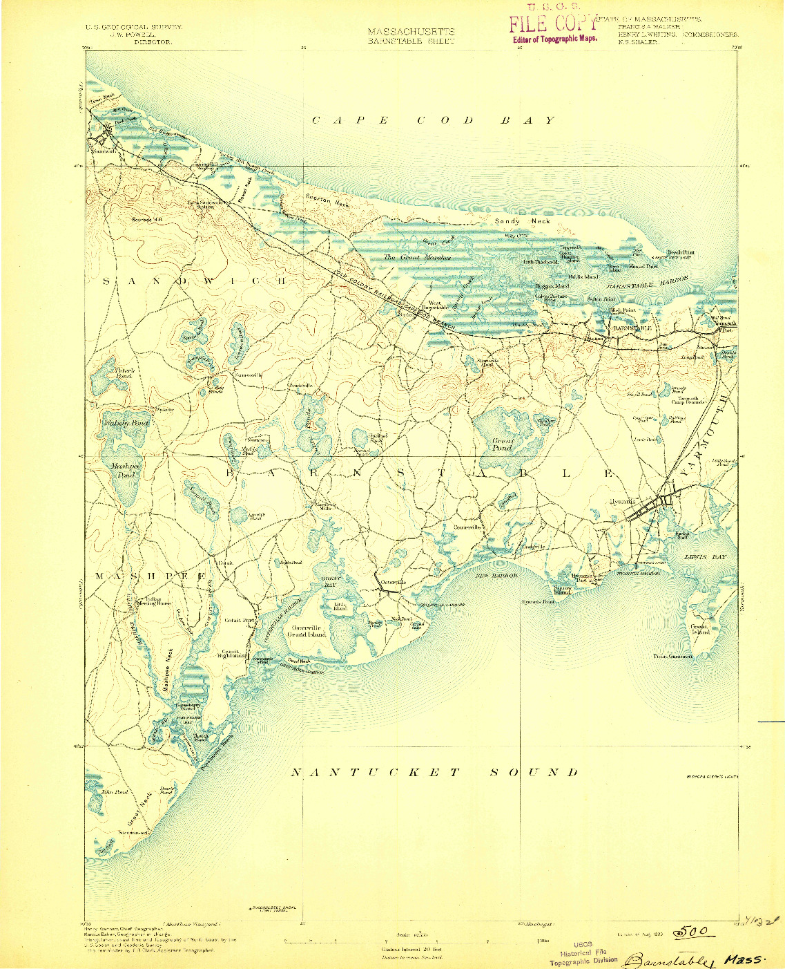 USGS 1:62500-SCALE QUADRANGLE FOR BARNSTABLE, MA 1893