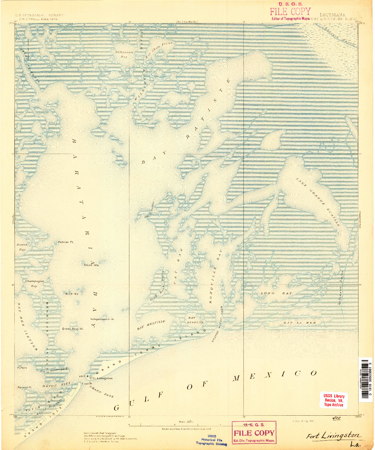 USGS 1:62500-SCALE QUADRANGLE FOR FORT LIVINGSTON, LA 1893