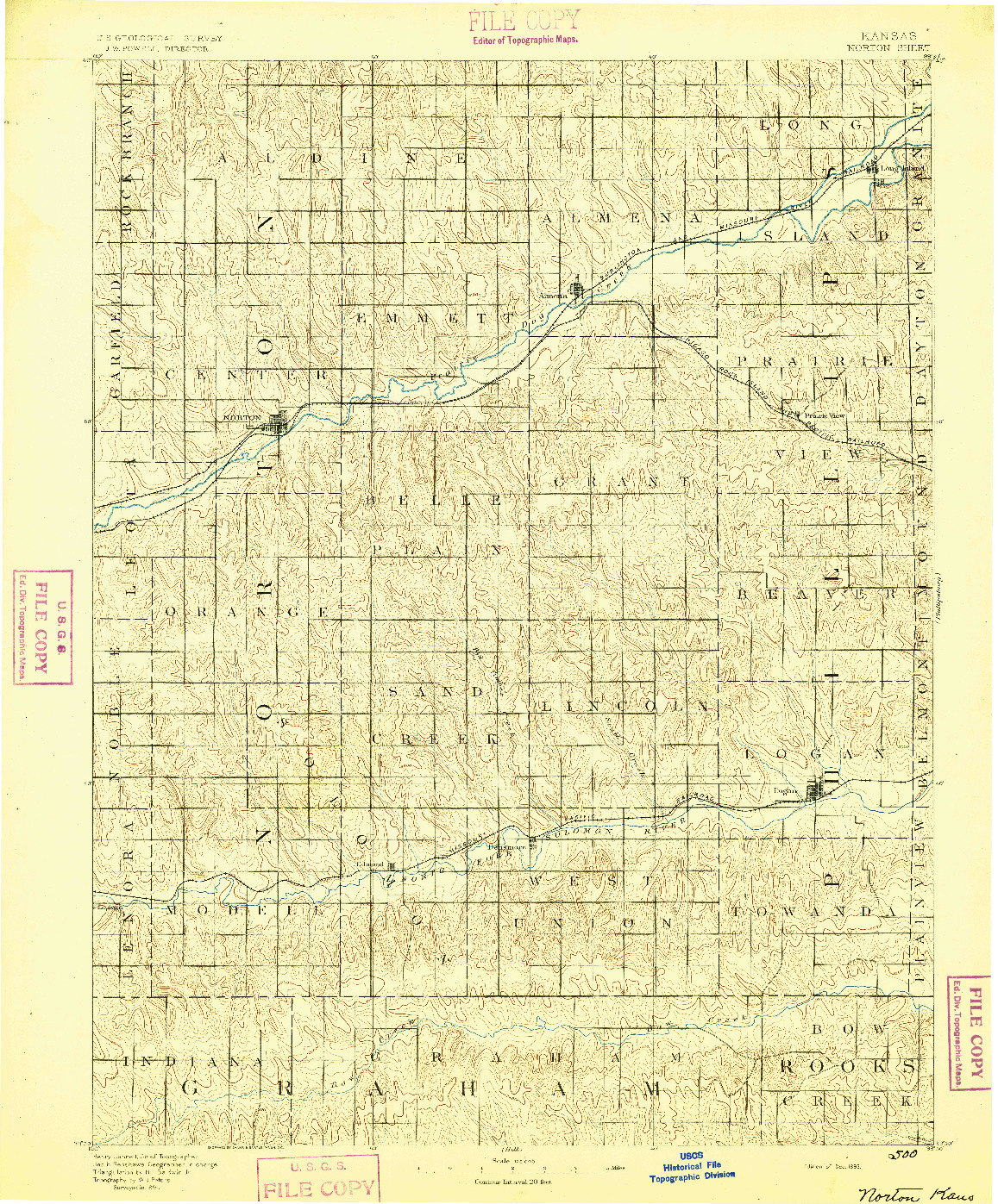 USGS 1:125000-SCALE QUADRANGLE FOR NORTON, KS 1893