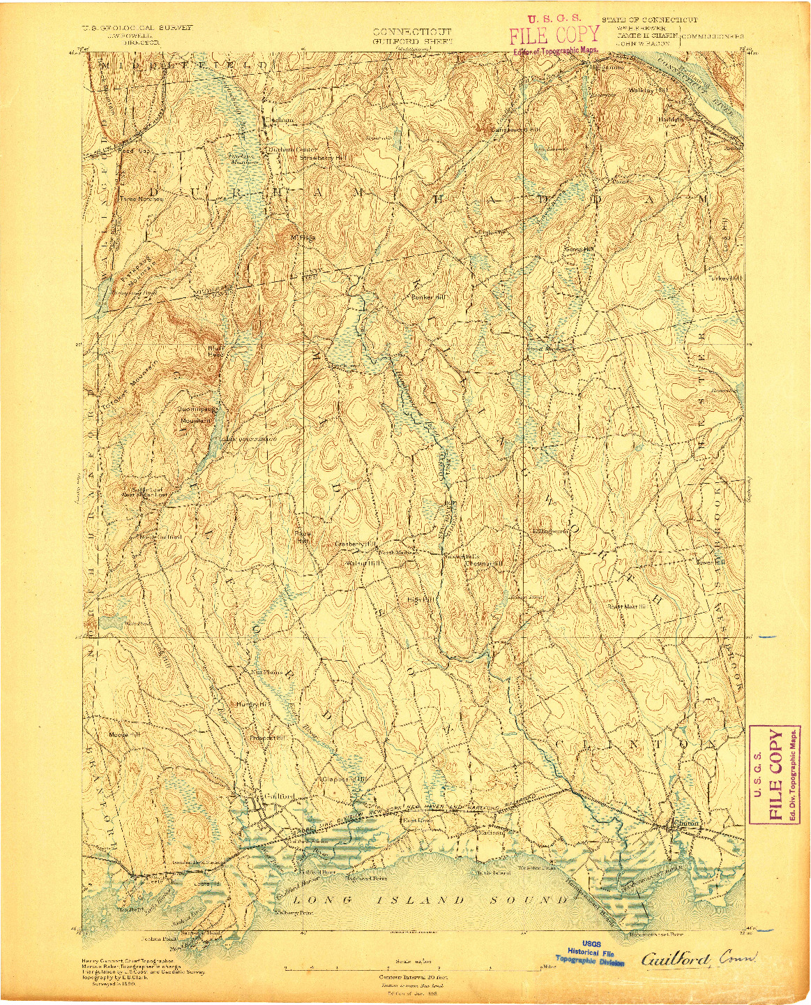 USGS 1:62500-SCALE QUADRANGLE FOR GUILFORD, CT 1893