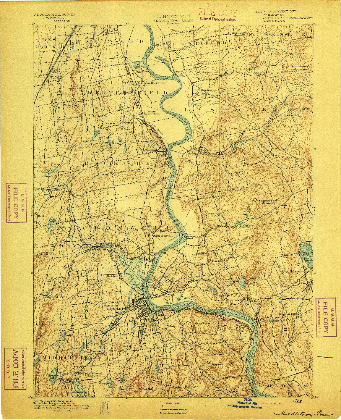 USGS 1:62500-SCALE QUADRANGLE FOR MIDDLETOWN, CT 1893