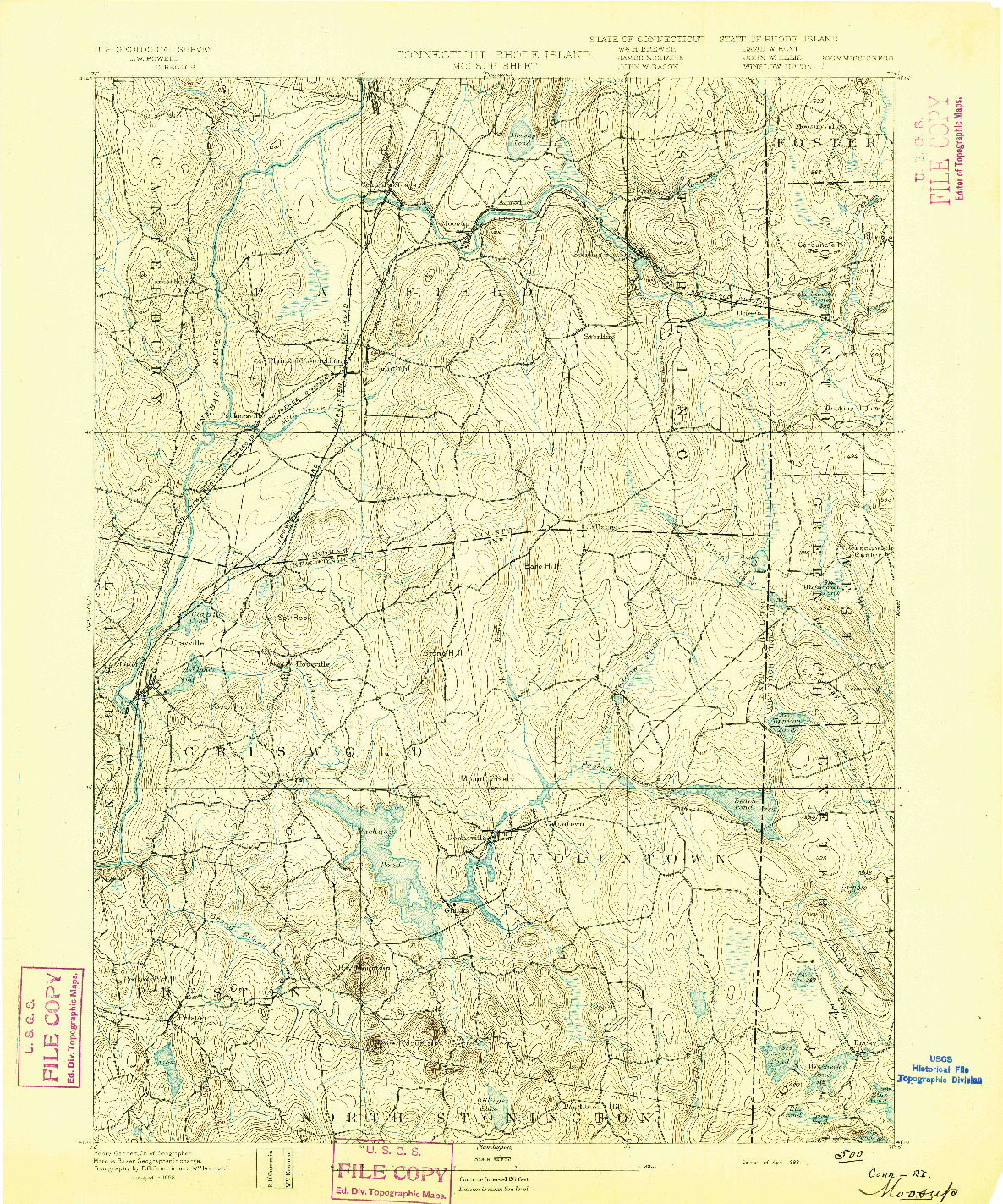 USGS 1:62500-SCALE QUADRANGLE FOR MOOSUP, CT 1893