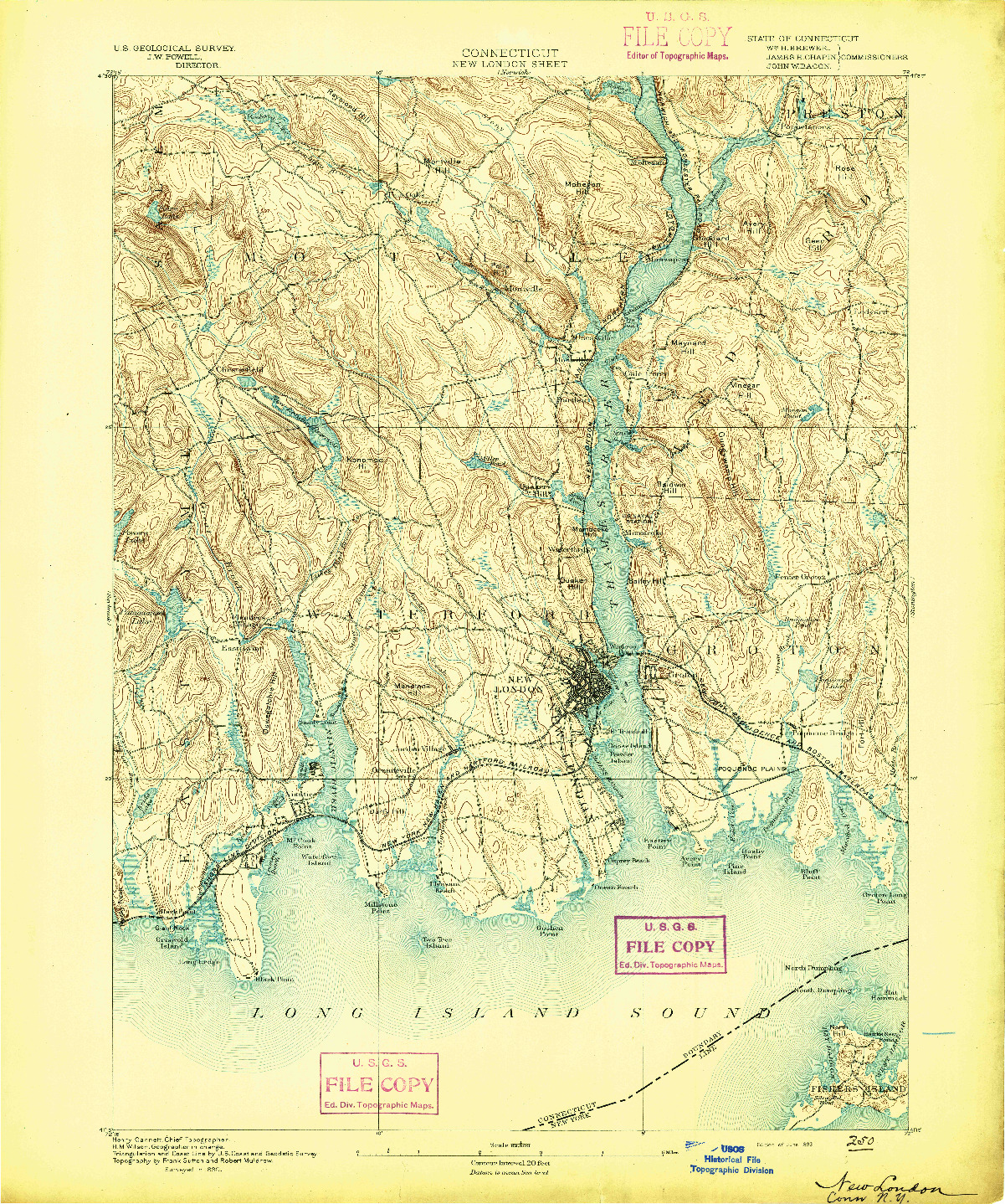 USGS 1:62500-SCALE QUADRANGLE FOR NEW LONDON, CT 1893