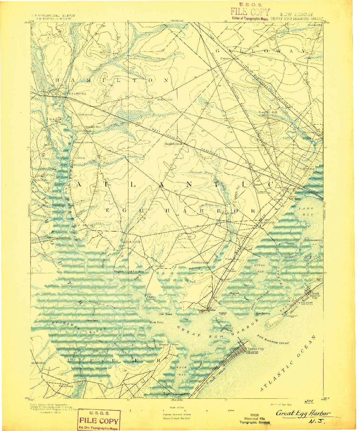 USGS 1:62500-SCALE QUADRANGLE FOR GREAT EGG HARBOR, NJ 1893