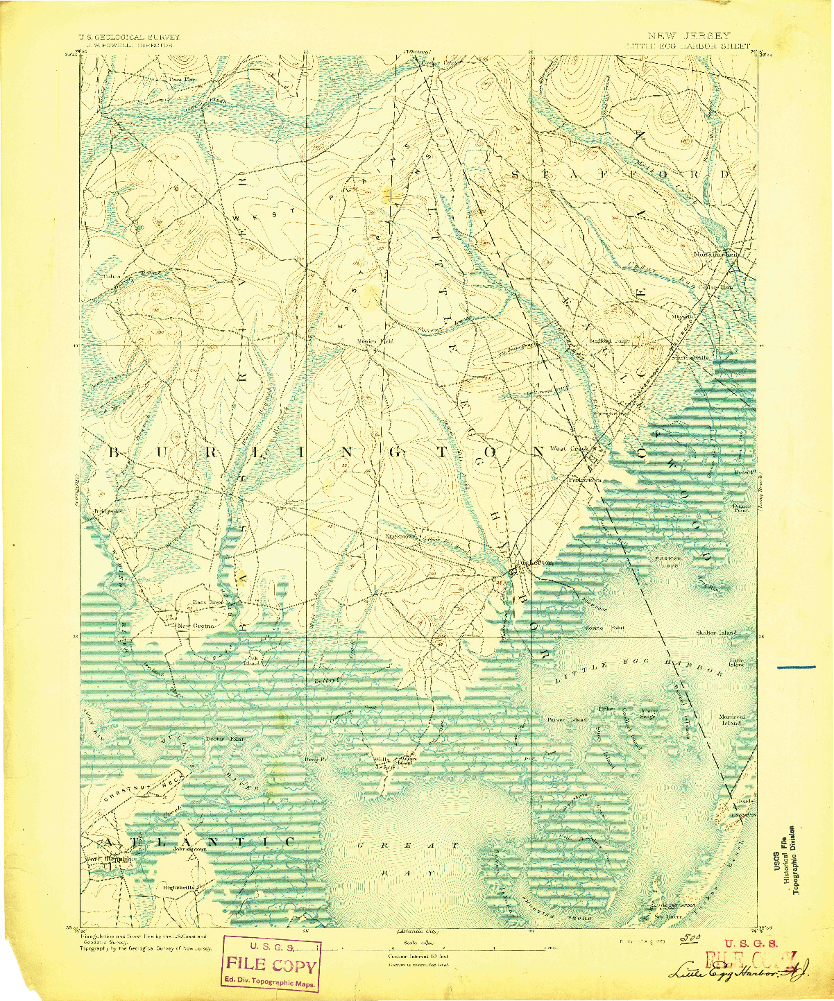 USGS 1:62500-SCALE QUADRANGLE FOR LITTLE EGG HARBOR, NJ 1893