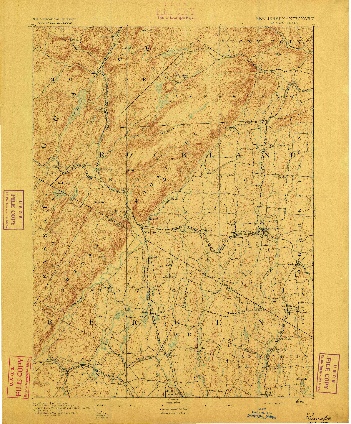 USGS 1:62500-SCALE QUADRANGLE FOR RAMAPO, NJ 1893