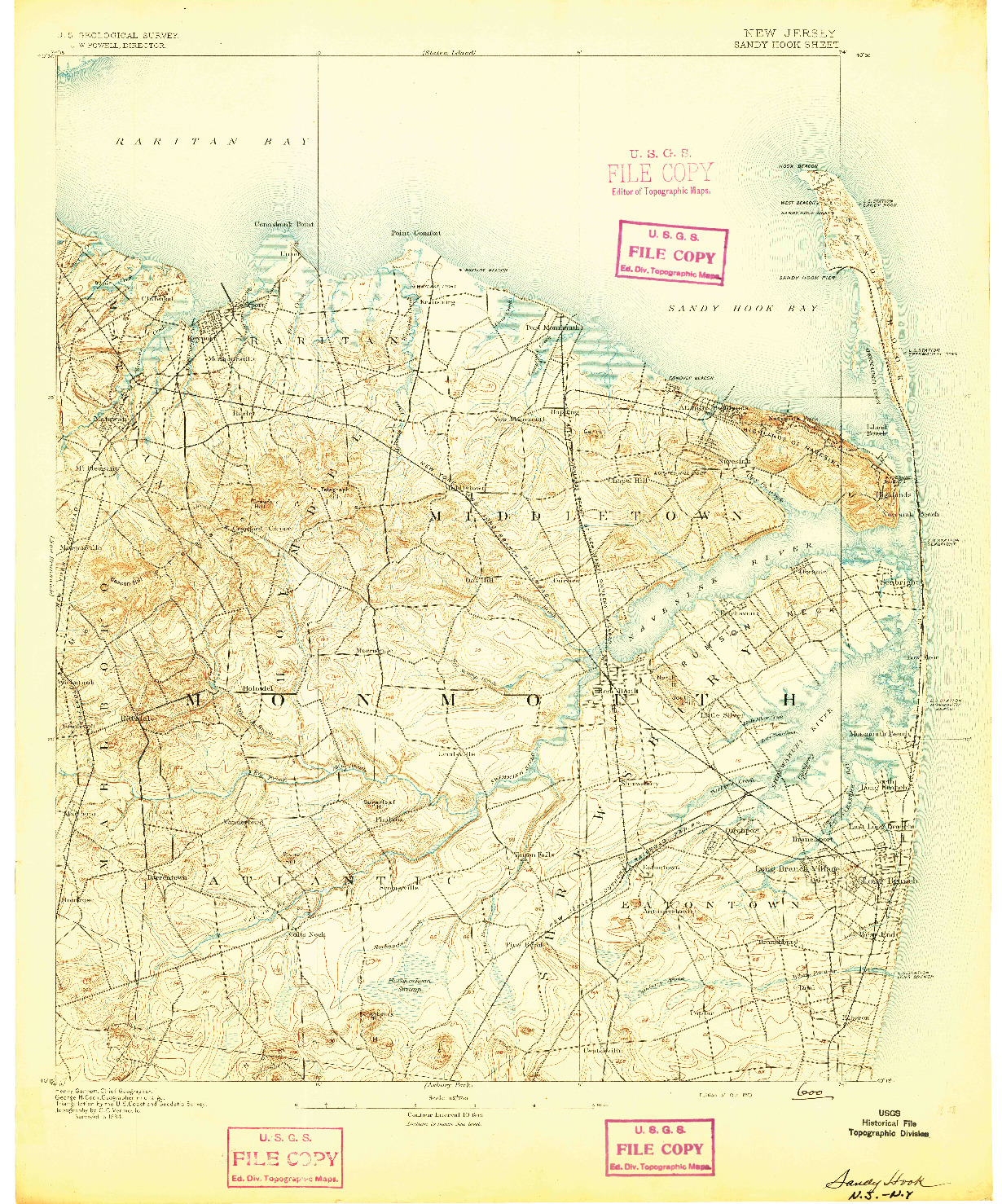 USGS 1:62500-SCALE QUADRANGLE FOR SANDY HOOK, NJ 1893