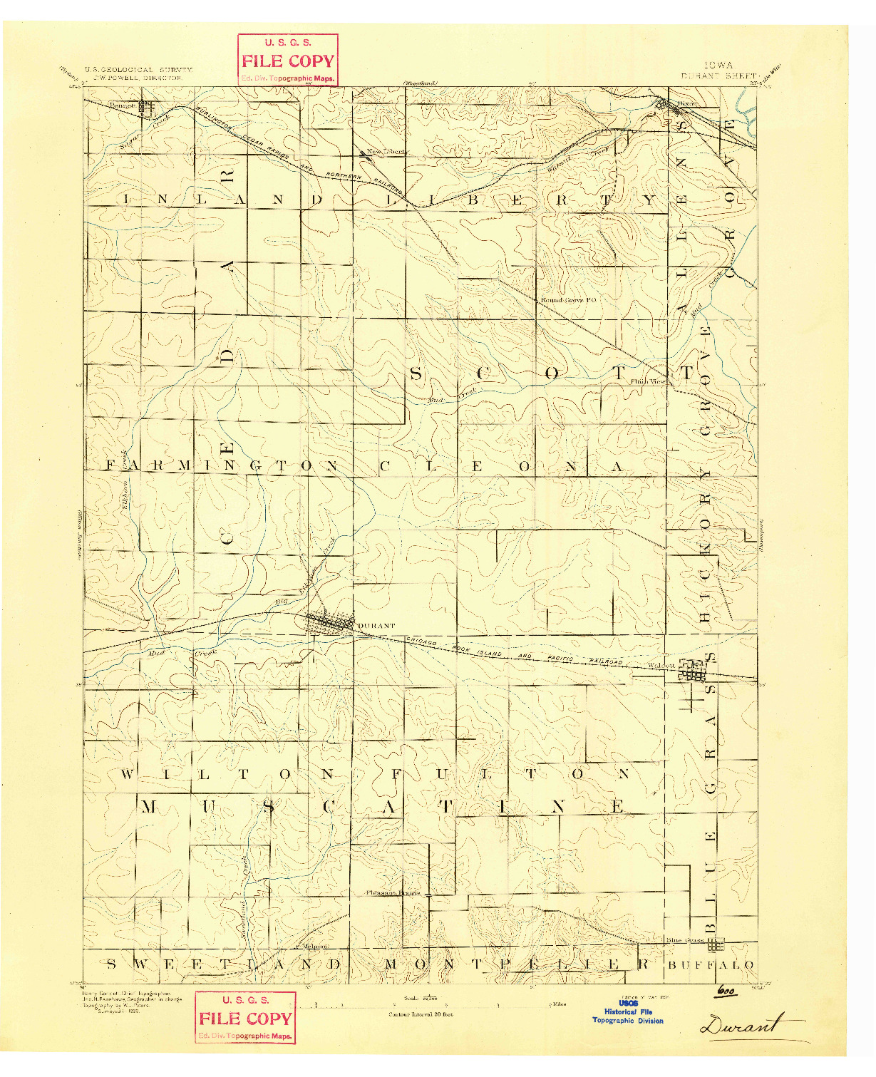 USGS 1:62500-SCALE QUADRANGLE FOR DURANT, IA 1894