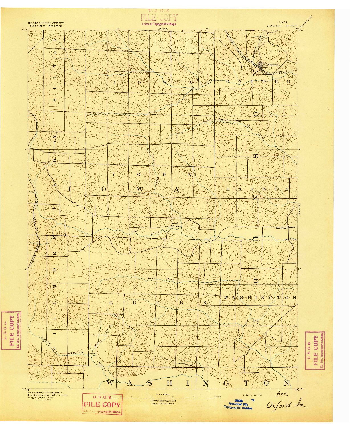 USGS 1:62500-SCALE QUADRANGLE FOR OXFORD, IA 1894