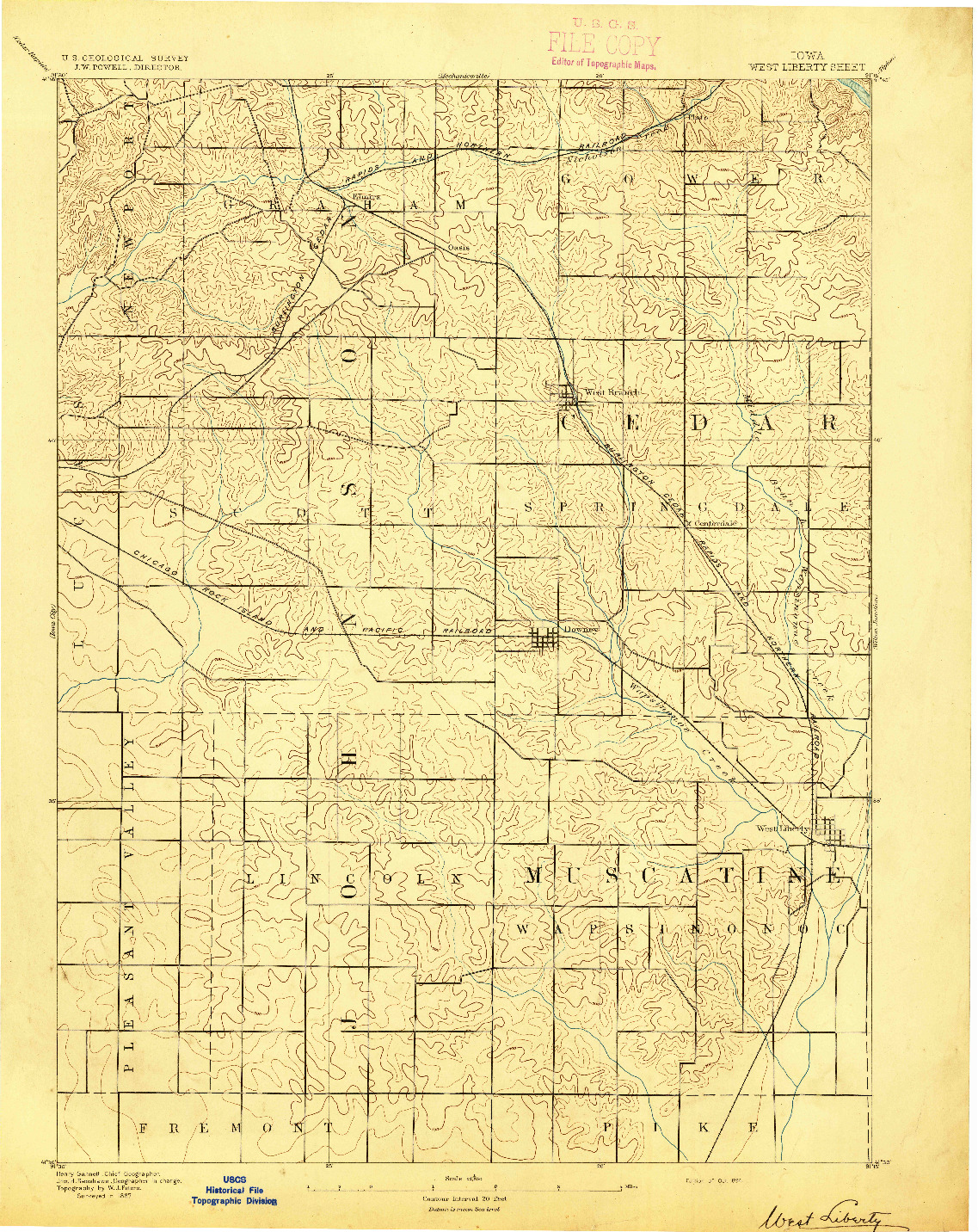USGS 1:62500-SCALE QUADRANGLE FOR WEST LIBERTY, IA 1894
