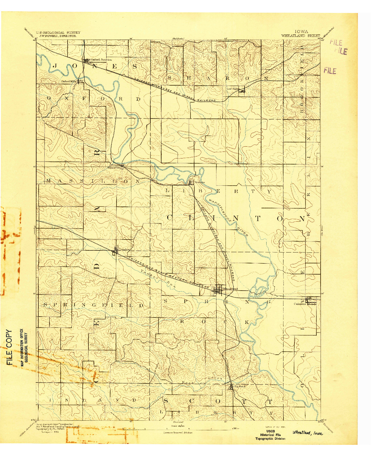 USGS 1:62500-SCALE QUADRANGLE FOR WHEATLAND, IA 1894