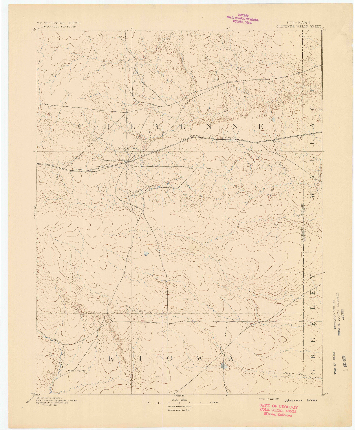 USGS 1:125000-SCALE QUADRANGLE FOR CHEYENNE WELLS, CO 1894