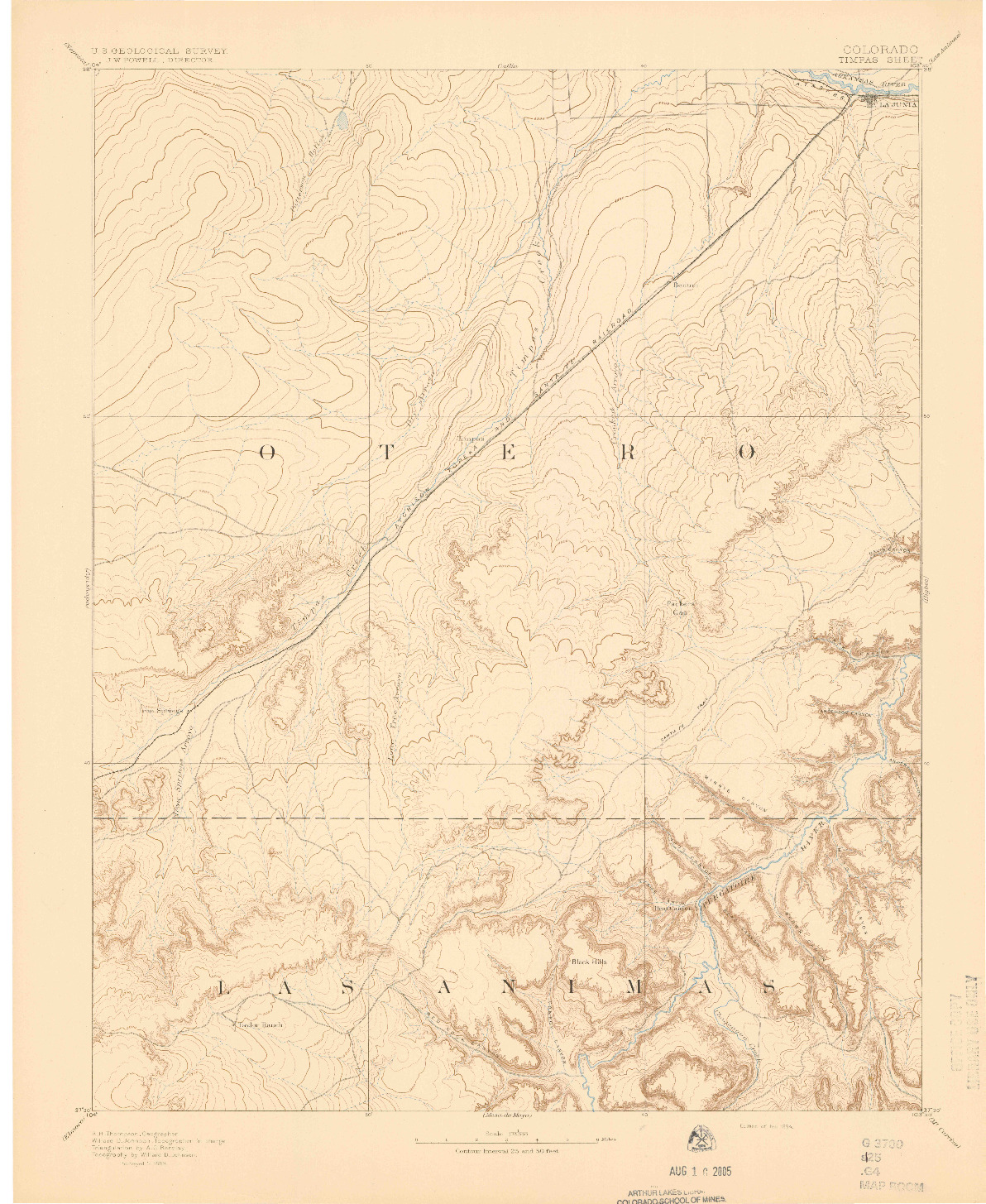 USGS 1:125000-SCALE QUADRANGLE FOR TIMPAS, CO 1894