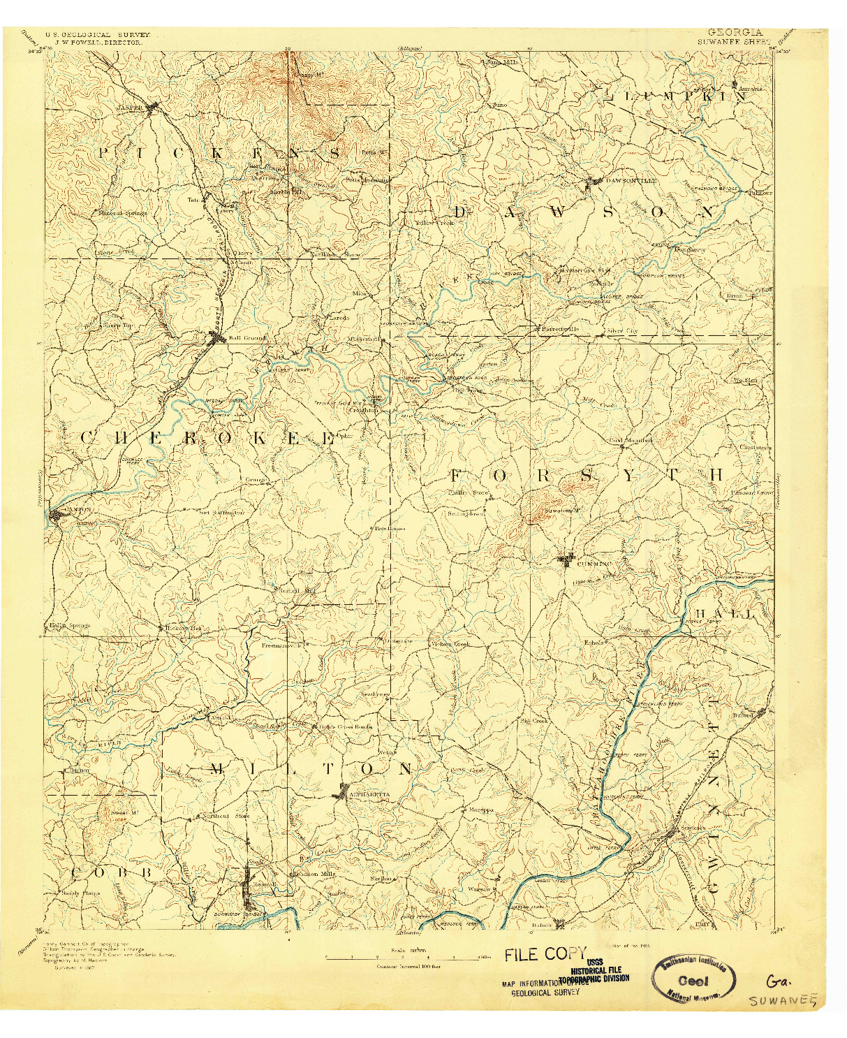 USGS 1:125000-SCALE QUADRANGLE FOR SUWANEE, GA 1894