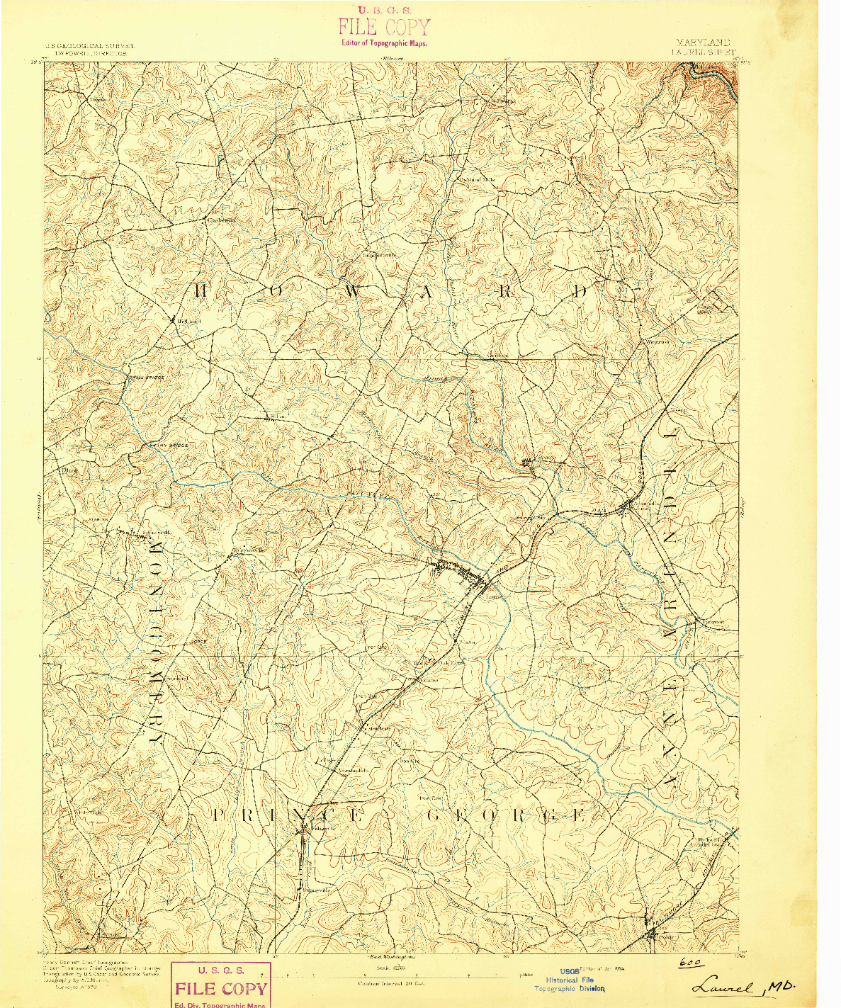 USGS 1:62500-SCALE QUADRANGLE FOR LAUREL, MD 1894