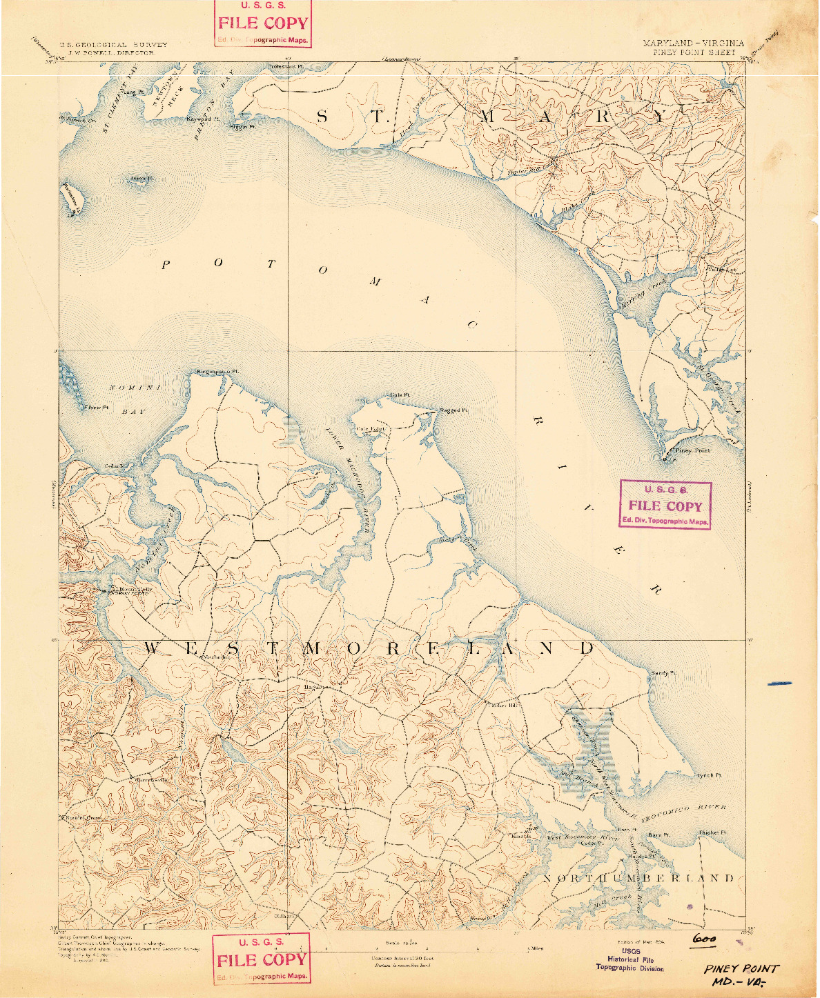 USGS 1:62500-SCALE QUADRANGLE FOR PINEY POINT, MD 1894