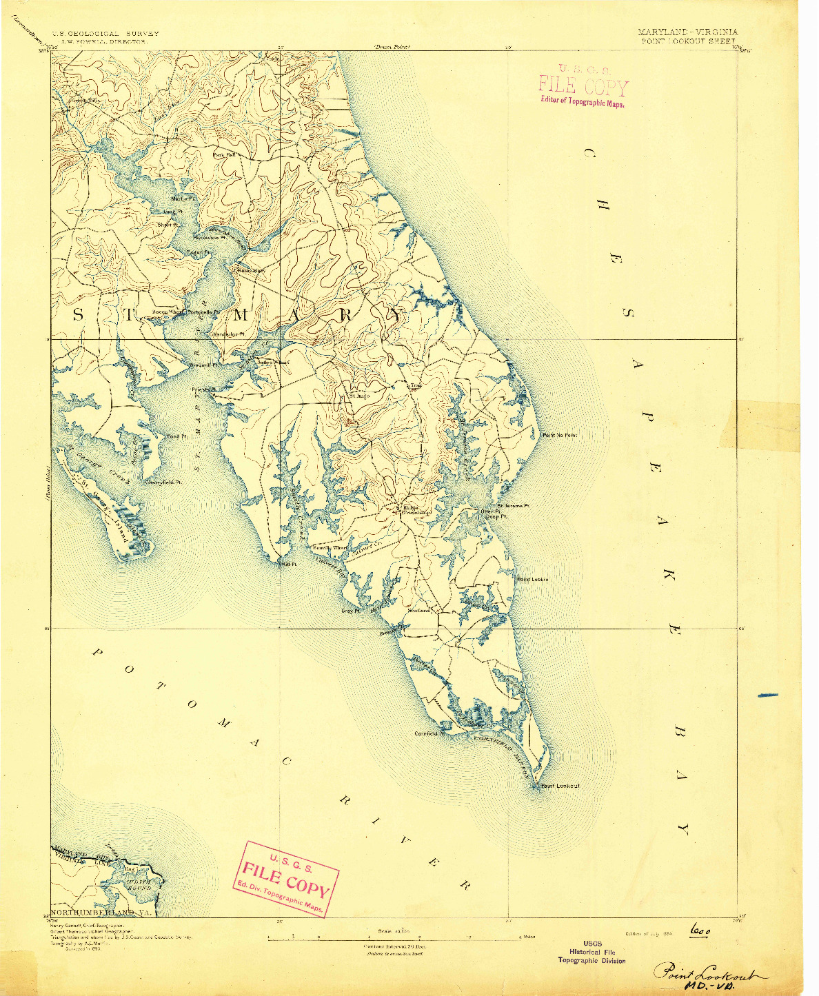 USGS 1:62500-SCALE QUADRANGLE FOR POINT LOOKOUT, MD 1894
